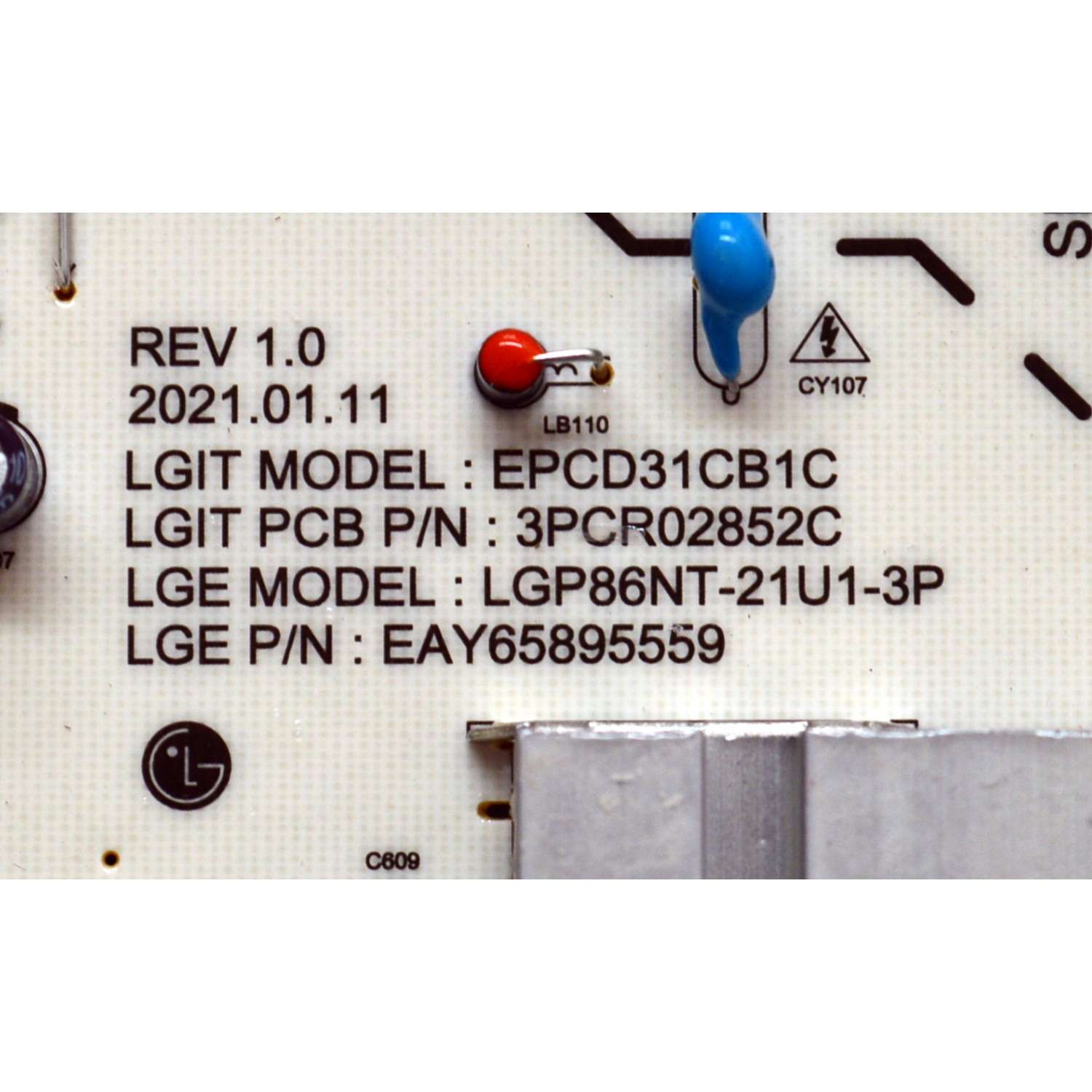 FUENTE DE PODER ORIGINAL PARA TV LG / NUMERO DE PARTE EAY65895559 / EPCD31CB1C / 3PCR02852C / LGP86NT-21U1-3P / 65895559 / PANEL NC860TQF-AAKH6 / DISPLAY LC860DQR (SR)(A1) / MODELO  86UQ7070ZUD / 86UQ7070ZUD.BUSYFKR - Imagen 2