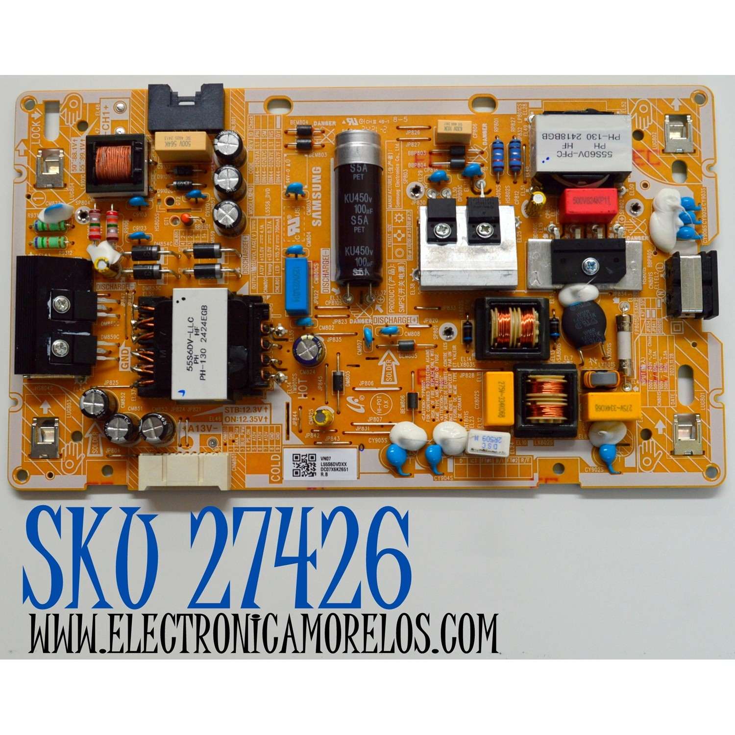 FUENTE DE PODER ORIGINAL PARA TV SAMSUNG / NUMERO DE PARTE L55S6DVDXX / L55S6_DVD / BN44-01267A / BN44-01267C / BN44-01267E / BN44-01267F / PANEL CY-BD055HGXVDH / DISPLAY LC550EQC (SS)(A4) / MODELO UN55DU7200BXZA / UN55DU7200BXZA SF14
