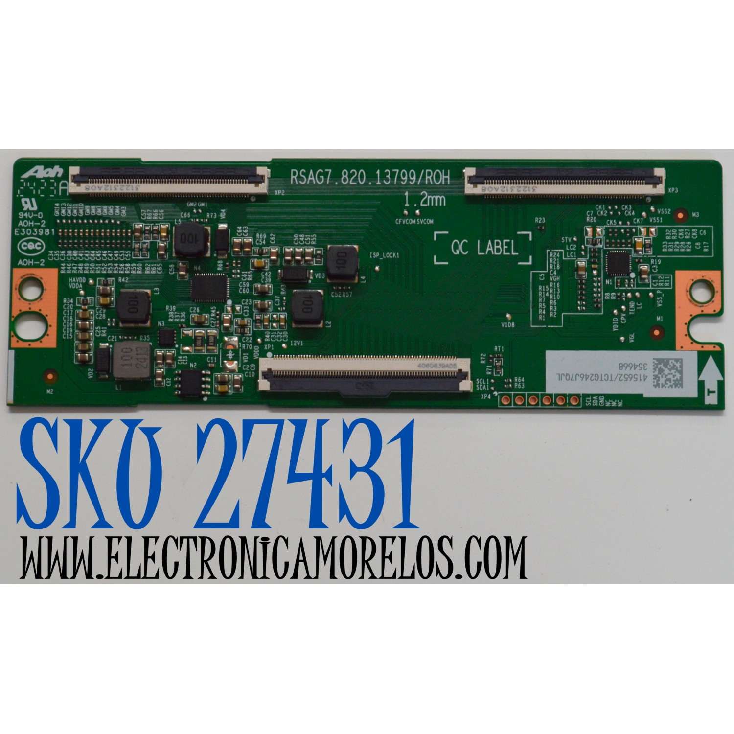T-CON ORIGINAL PARA TV HISENSE / NUMERO DE PARTE 415652 / RSAG7.820.13799/ROH / 354668 / TCTG246J7QJL / PANEL JHD550H1U62-T0LA / DISPLAY PT550GT08-1 VER.1.0 / BOARD PT550GT08-1-XR-1 / PT550GT08-1-XL-1 / MDOELO 55R6030N