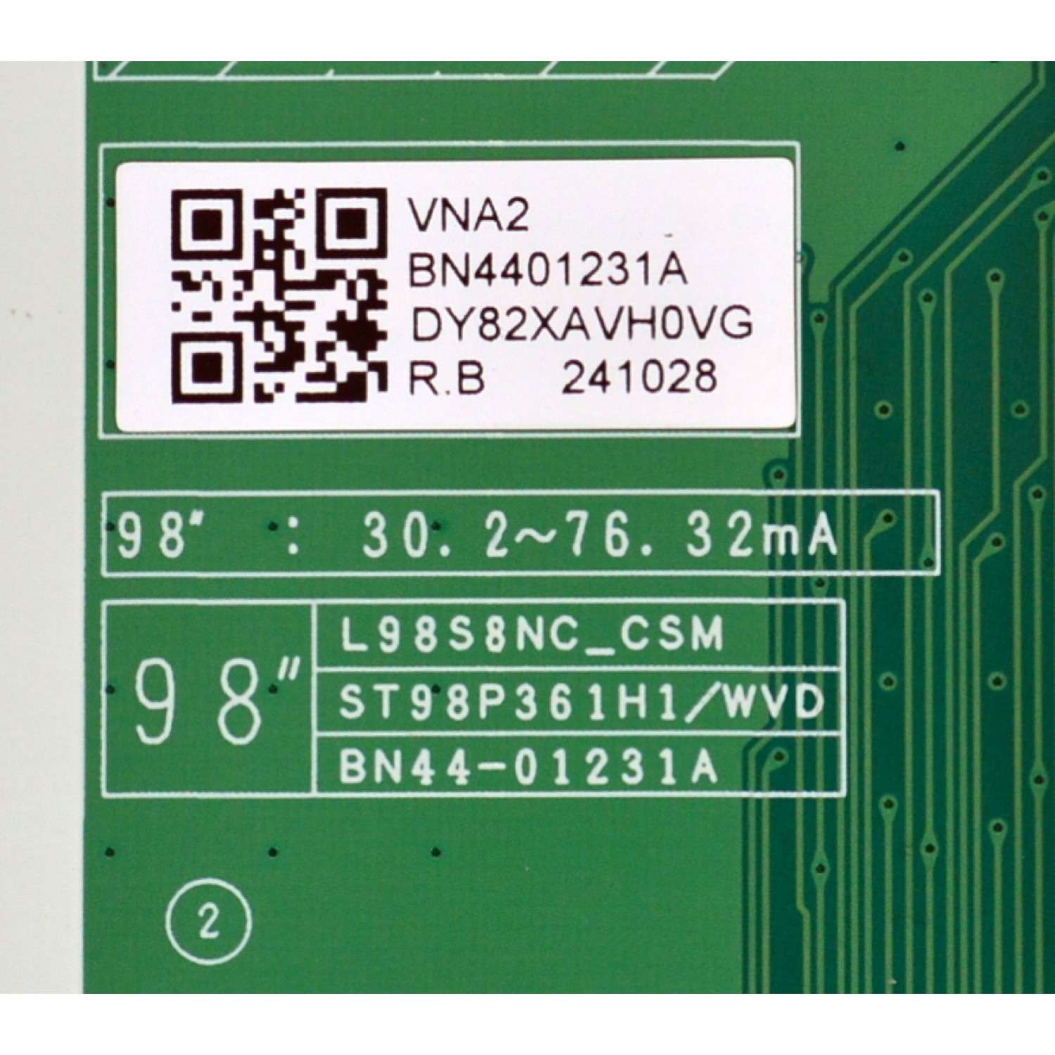 LED DRIVER ORIGINAL PARA TV SAMSUNG / NUMERO DE PARTE BN44-01231A / L98S8NC_CSM / ST98P361H1/WVD / BN4401231A / PANEL CY-TC098FKEV1H / DISPLAY HV980QUB-S1A / BOARD 100418278C0699A / 47.6004707 / 100418281C0699A / MODELO QN98Q80CDFXZA BA02 - Imagen 3