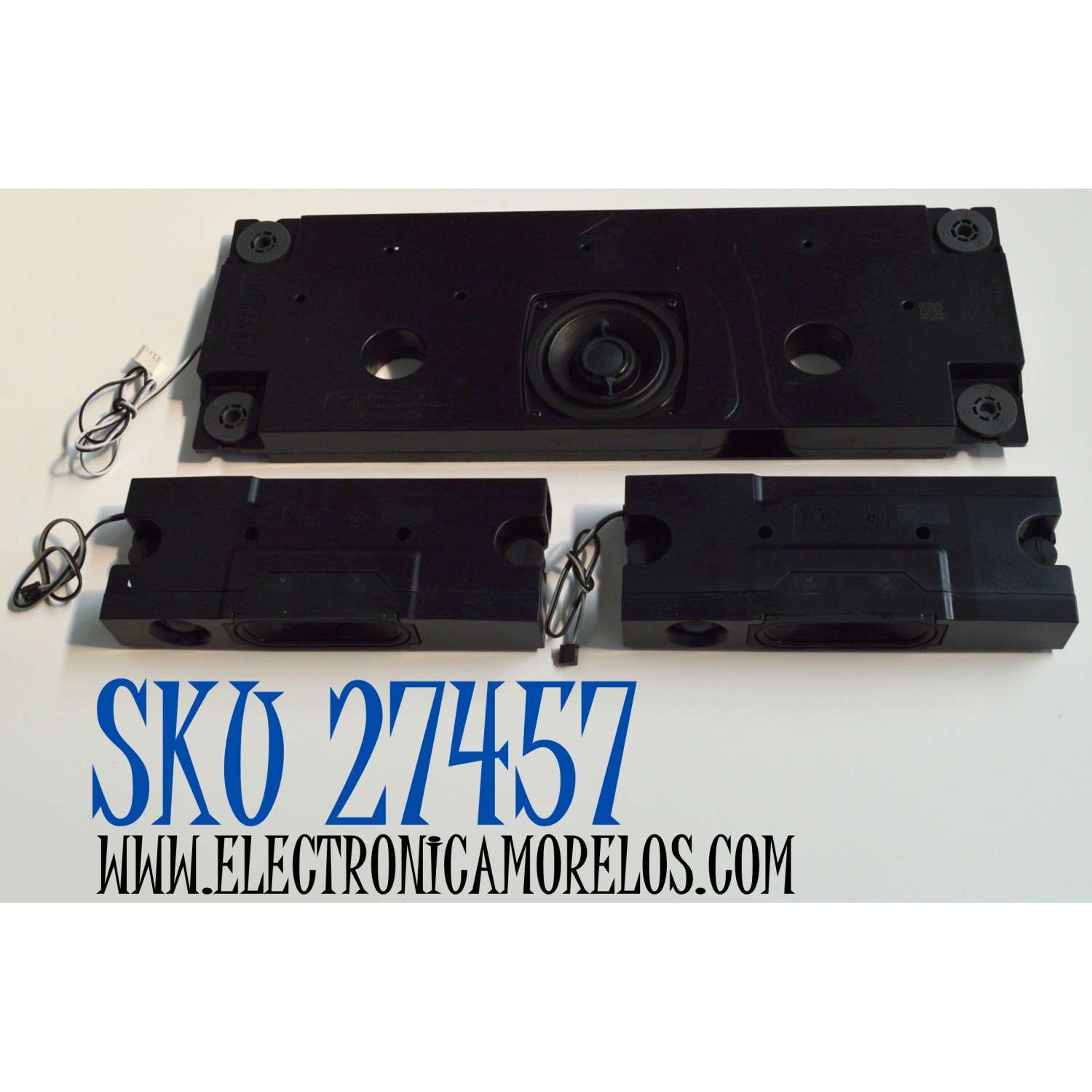 KIT DE BOCINAS ORIGINAL PARA TV TCL 3 PIEZAS / NUMERO DE PARTE 12302-500216 / 12302-500227 / 122128 / BE035025-C1-X1 / Z24E08 / SW/YX144-1 / 6Ω / 20W / 6Ω / 15W / MODELO 75QM751G