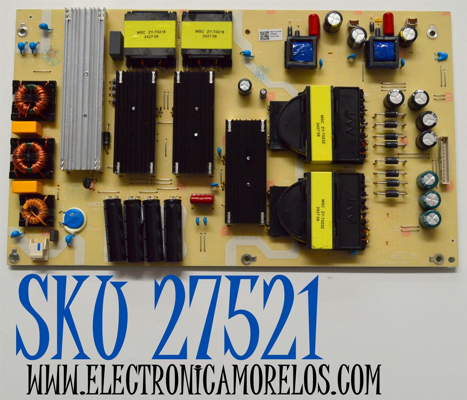FUENTE DE PODER ORIGINAL PARA TV ONN / NUMERO DE PARTE 514C8501M02 / TV8501-ZC02-01 / E021M801-B2 / M02/1737-01425 / 2010141560 / DISPLAY V850DJ2-Q01 / MODELO 100150805 85"