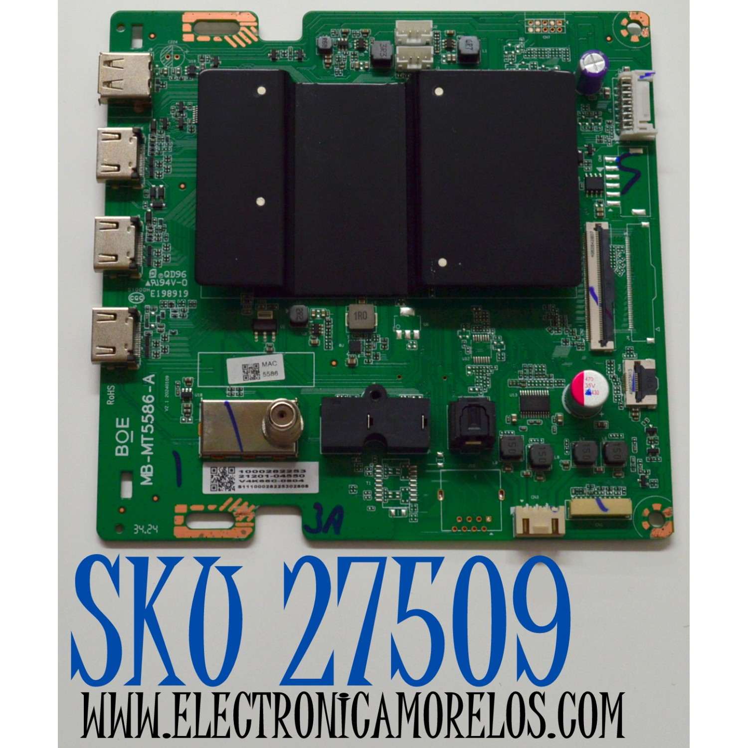 MAIN ORIGINAL PARA TV VIZIO / NUMERO DE PARTE 21201-04550 / MB-MT5586-A / 1000282253 / S11100028225302808 / PANEL BOEI650WQ1 / DISPLAY HV650QUB-F72 REV.1.0 / MODELO V4K65C-0804 / V4K65C-0804 LBSFU7LA