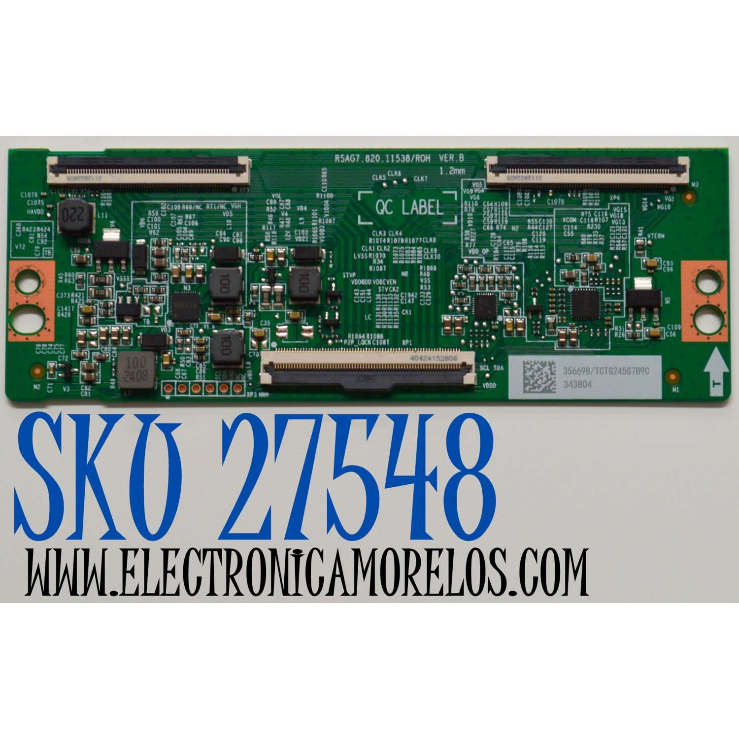 T-CON ORIGINAL PARA TV HISENSE / NUMERO DE PARTE 356698 / RSAG7.820.11538/ROH VER.B / 343804 / TCTG245G7B9C / H41802PNS86A1 / PANEL HD650H1U73-T0L1B6\R / DISPLAY HV650QUB-F72 REV.2.0 / MODELO 65A6N / 65R6E4 / 65A65NV / 65A6NV