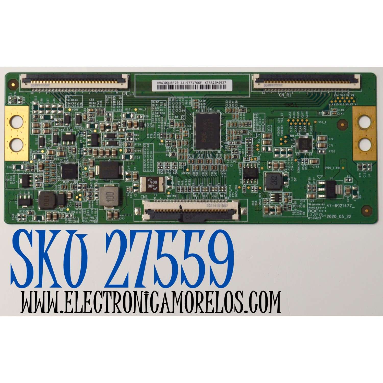 T-CON ORIGINAL PARA TV PHILIPS / NUMERO DE PARTE 44-9771766F / 47-6021477 / HV430QUBF70 / XT5A24M4927 / PANEL BOEI430WQ1 / DISPLAY HV430QUB-F70 / MODELO 43PFL5766/F7 / 43PFL5766/F7 E