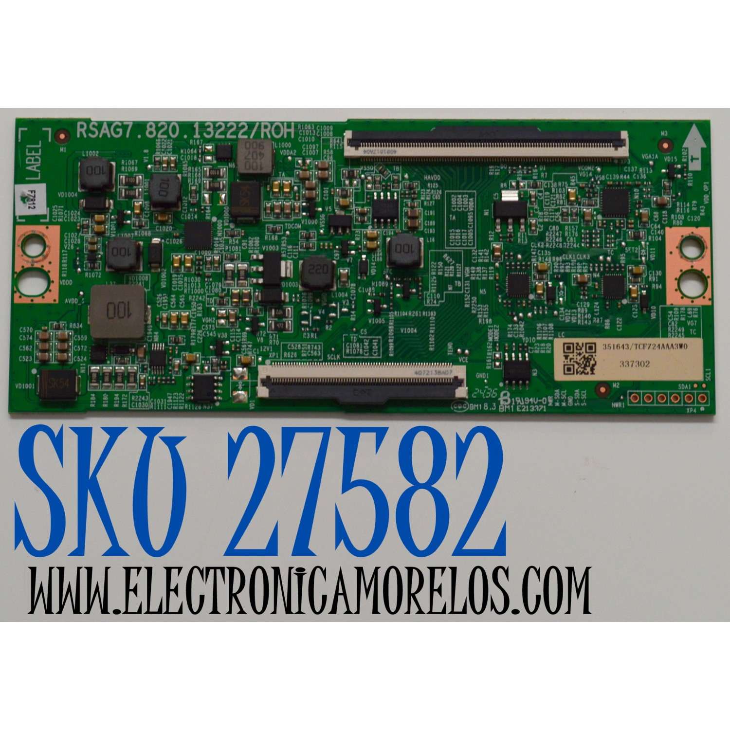 T-CON ORIGINAL PARA TV HISENSE / NUMERO DE PARTE 337302/ RSAG7.820.13222/ROH / 351643 / TCFZ24AAA3W0 / PANEL HD850HIU52-T0LF\ROH / DISPLAY T850QVN03.7 / BOARD 85T14 S18 XR / 85T14 S0P XC / 85T14 S19 XL / MODELO 85QD75N