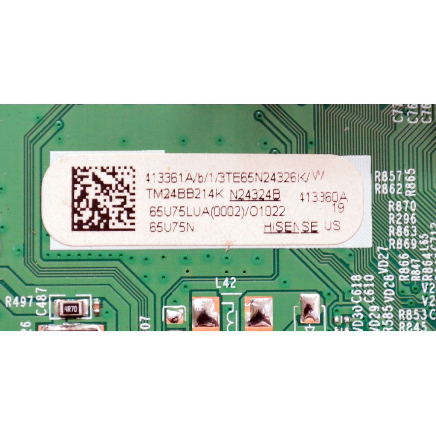 MAIN ORIGINAL PARA TV HISENSE 4K UHD HDR GOOGLE TV / NUMERO DE PARTE 413361 / RSAG7.820.13493/ROH / 65U75LUA(0002) / 413360 / PANEL HD650H3U51-T0LZ / DISPLAY T650QVN07.H / MODELO 65U75N - Imagen 2