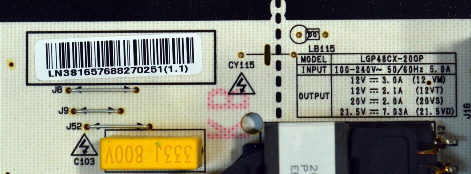 FUENTE DE PODER ORIGINAL PARA TV LG / NUMERO DE PARTE EAY65768827 / EAX69117404 / EAX69117404(1.4) / 65768827 / EPCA26CC1A / 3PCR03067A / LGP48CX-20OP / PANEL AC480AQL / MODELO OLED48C2AUA / OLED48C2AUA.DUSQLJR - Imagen 3