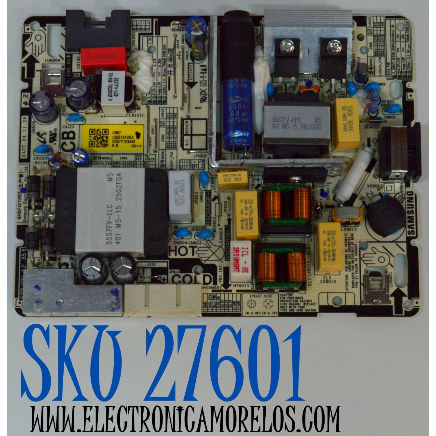 FUENTE DE PODER ORIGINAL PARA TV SAMSUNG / NUMERO DE PARTE L55S7AFVDX / L55S7_FVD / PANEL CY-BF055HGXV8H / LC550EQC (SS)(A4) / MODELO UN55U8000FBXZA / UN55U7900FFXZA