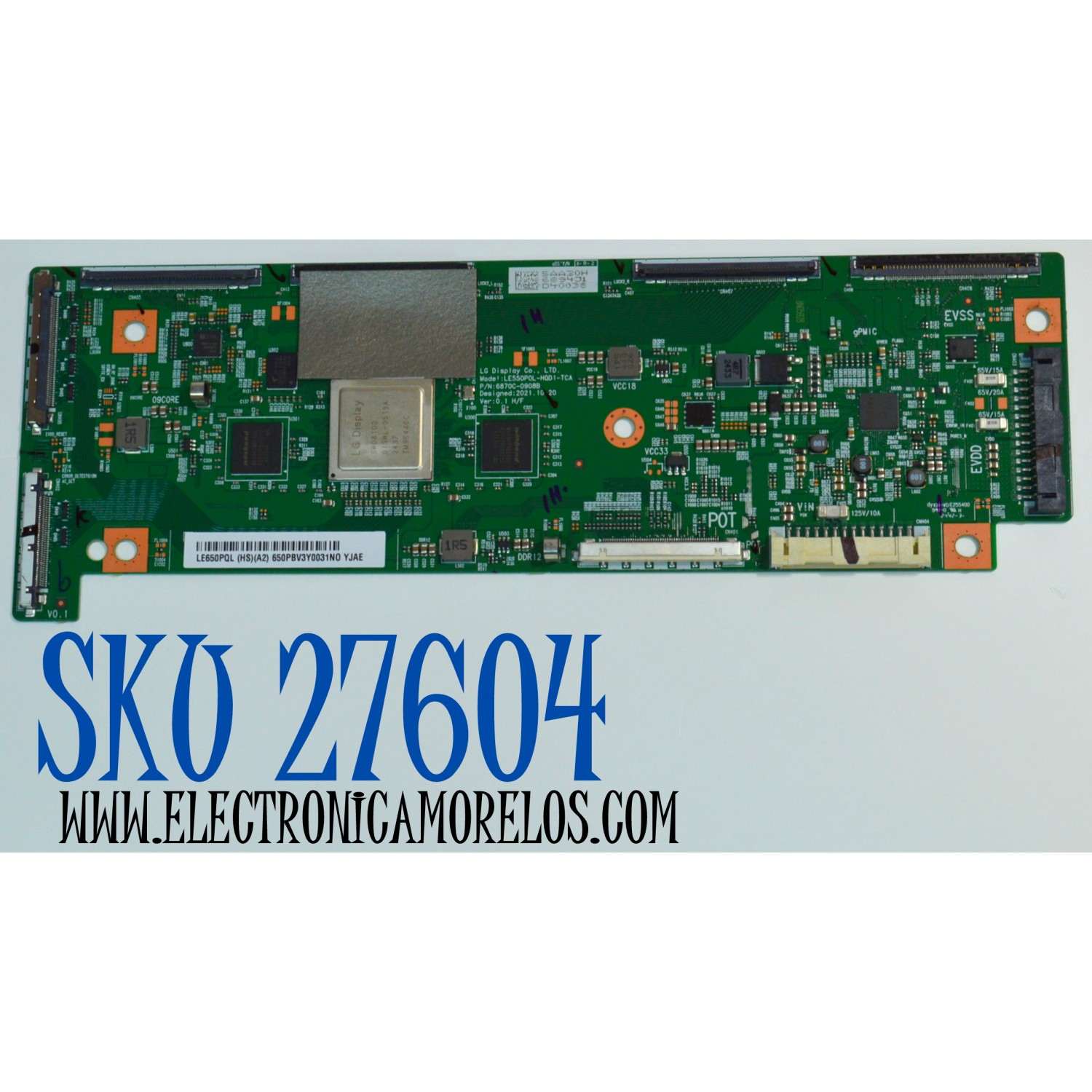 T-CON ORIGINAL PARA TV PHILIPS / NUMERO DE PARTE 6871L-6894J / 6870C-0908B / LE550PQL-HQD1-TCA / LE650PQL (HS)(A2) / 6894J / PANEL RAE650WY (LW0-004) REV.00 / MODELO 65OLED974/F7 / OLED65B4AUA