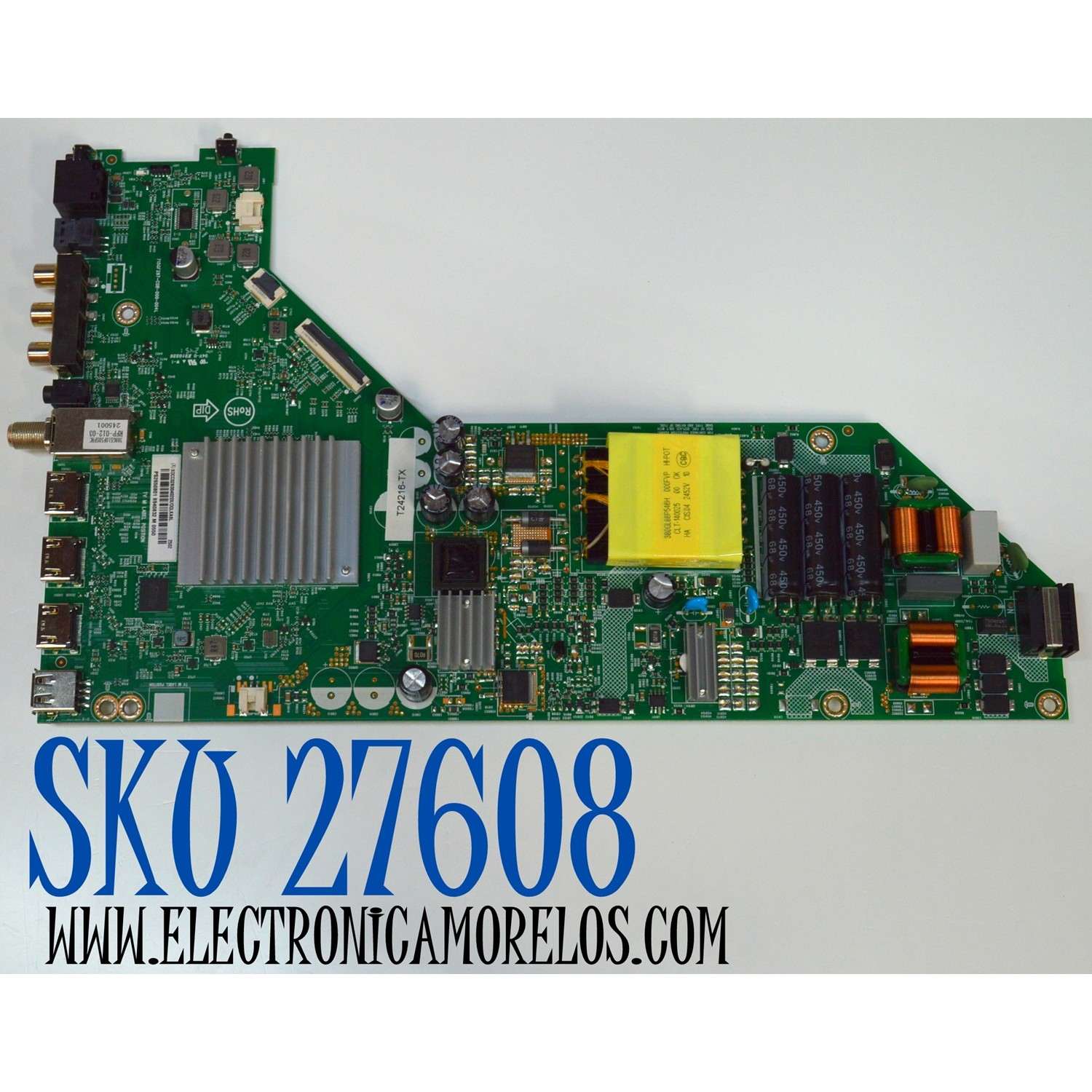 MAIN FUENTE COMBO PARA TV ONN ROKU 4K UHD HDR / NUMERO DE PARTE XOCC02K004 / 715GF-C0B-000-004L / T24216-TX / X0CC02K004 / XOCC02K004020X / PANEL TPT650WR-QVN07.U / DISPLAY T650QVN07.9 / BOARD 65T55 S1N / 65T55 S1L XR1 / XL1 / MODELO 100012587 65"