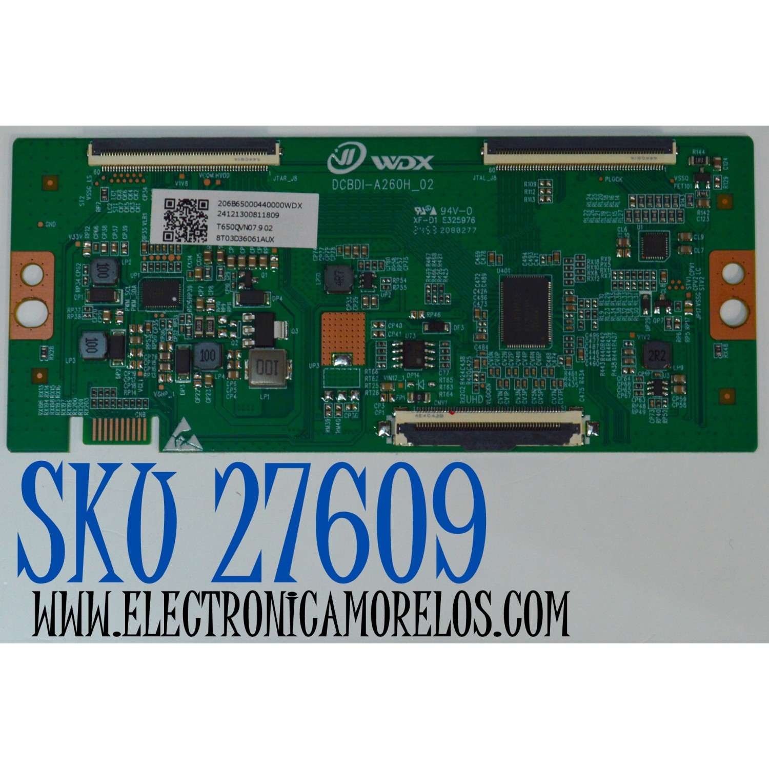 T-CON ORIGINAL PARA TV ONN / NUMERO DE PARTE 8T03D36061AUX / DCBDI-A260H_02 / T650QVN07.9 02 / 206B65000440000WDX / 24121300811809 / PANEL TPT650WR-QVN07.U REV:S902A / DISPLAY T650QVN07.9 / BOARD 65T55 S1N XL1 / 65T55 S1L XR1 / MODELO 100012587 65"