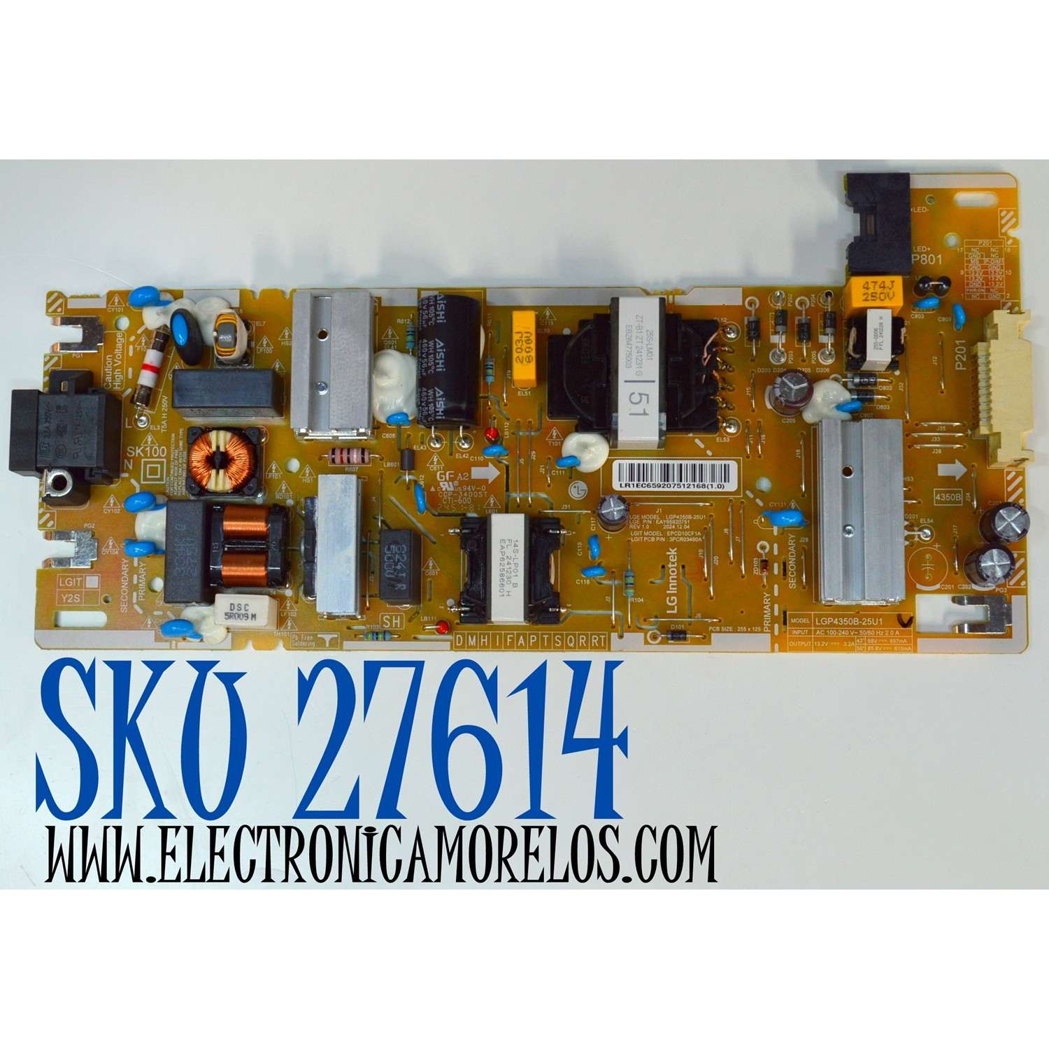 FUENTE DE PODER ORIGINAL PARA TV LG / NUMERO DE PARTE EAY65920751 / LGP4350B-25U1 / EPCD10CF1A / 3PCR03490A / 65920751 / PANEL HC430DQG-ABLA1-9145 / DISPLAY HV430QUB-F7F / MODELO 43UA7500ZUA 