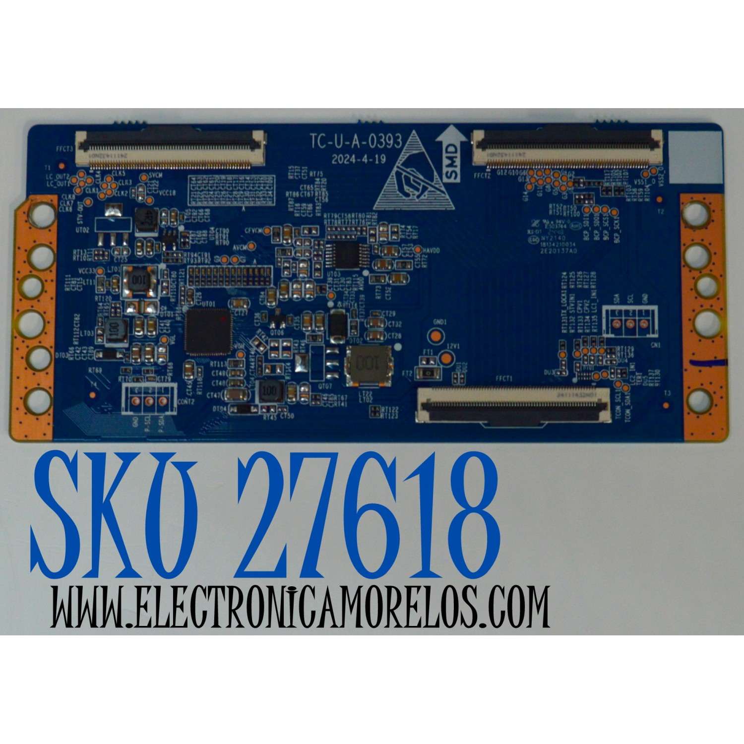 T-CON ORIGINAL PARA TV ONN / NUMERO DE PARTE TC-U-A-0393 / 18124210034 / 2E20137A0 / A2H42U7 / PANEL C500Y19-5C / DISPLAY PT500GT04-1 VER.1.1 / MODELO 100012585 50"