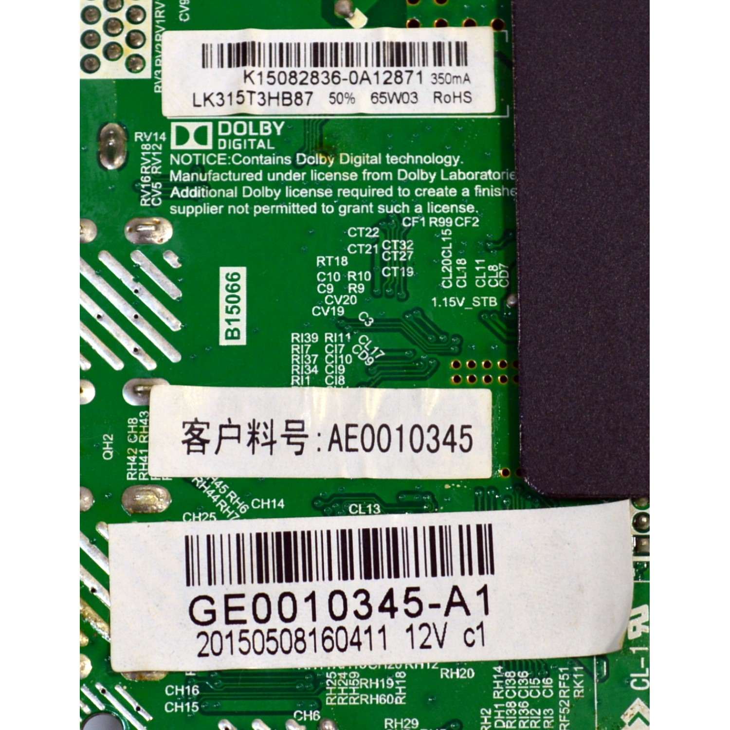 MAIN FUENTE COMBO ORIGINAL PARA TV RCA / NUMERO DE PARTE K15082836 / TP.MS3393.PB801 / LK315T3HB87 / AE0010345 / GE0010345-A1 / K15082836-0A12871 / PANEL LK315T3HB87-12V / MODELO LED32G30RQ / LED32G30RQ 5516-LE32G30-A1 - Imagen 2