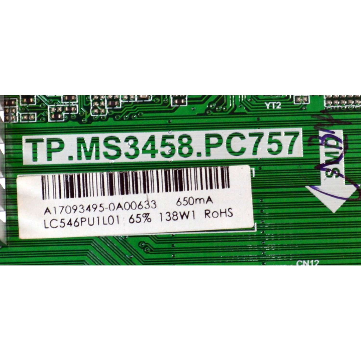MAIN FUENTE COMBO ORIGINAL PARA TV PIXEL / NUMERO DE PARTE A17093495 / TP.MS3458.PC757 / LC546PU1L01 / PO170803781 / T1708-294 / 890.CVT-3458PC757-6H / PANEL CX550DLEDM / MODELO LE5528/4K - Imagen 3