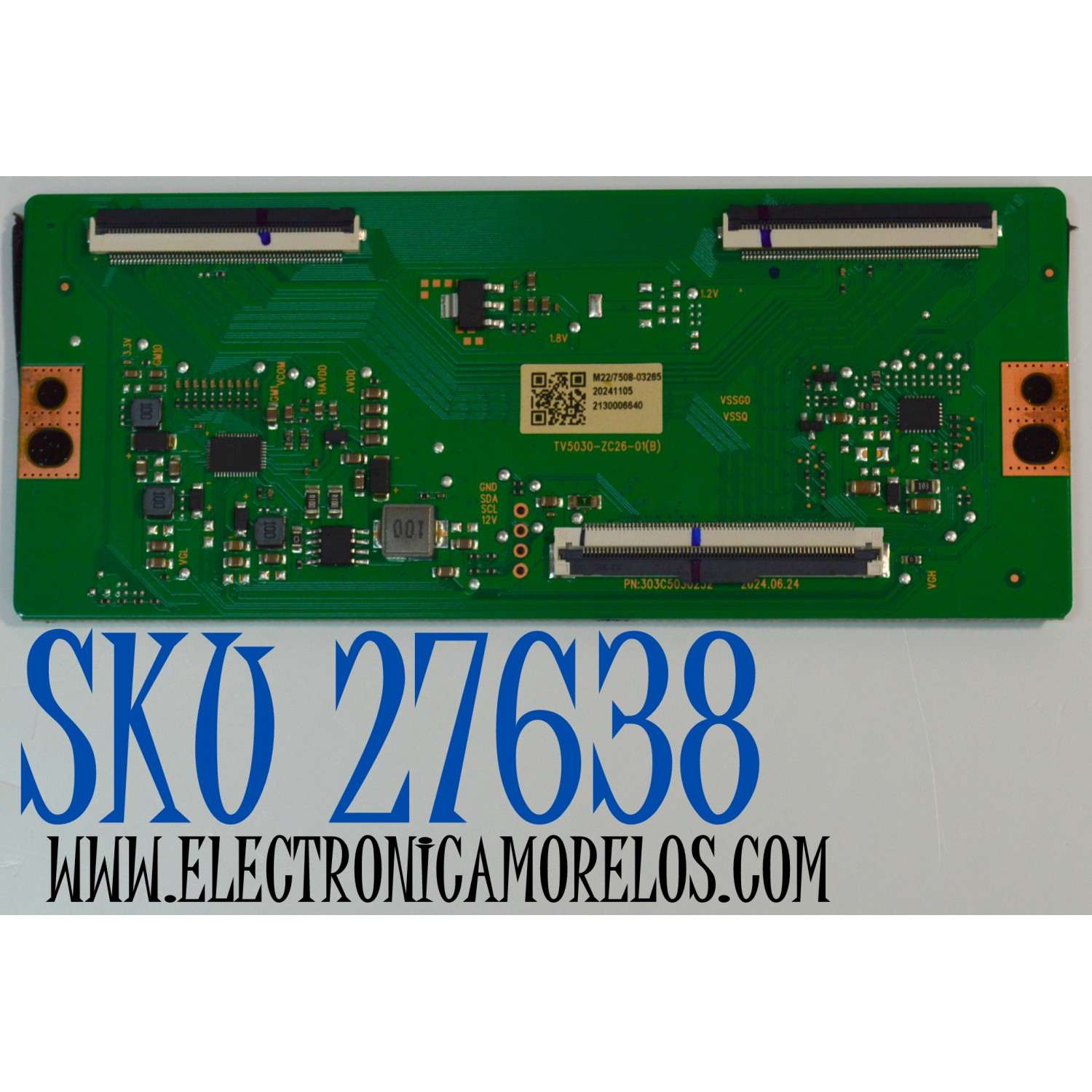 T-CON ORIGINAL PARA TV ONN / NUMERO DE PARTE 513C5030M22 / TV5030-ZC26-01(B) / 303C5030232 / M22/27508-03265 / 2130006640 / PANEL HF500QUB-F20 V2.0 / DISPLAY HF500QUB-F20 REV.2.0 / MODELO 100012585 50"