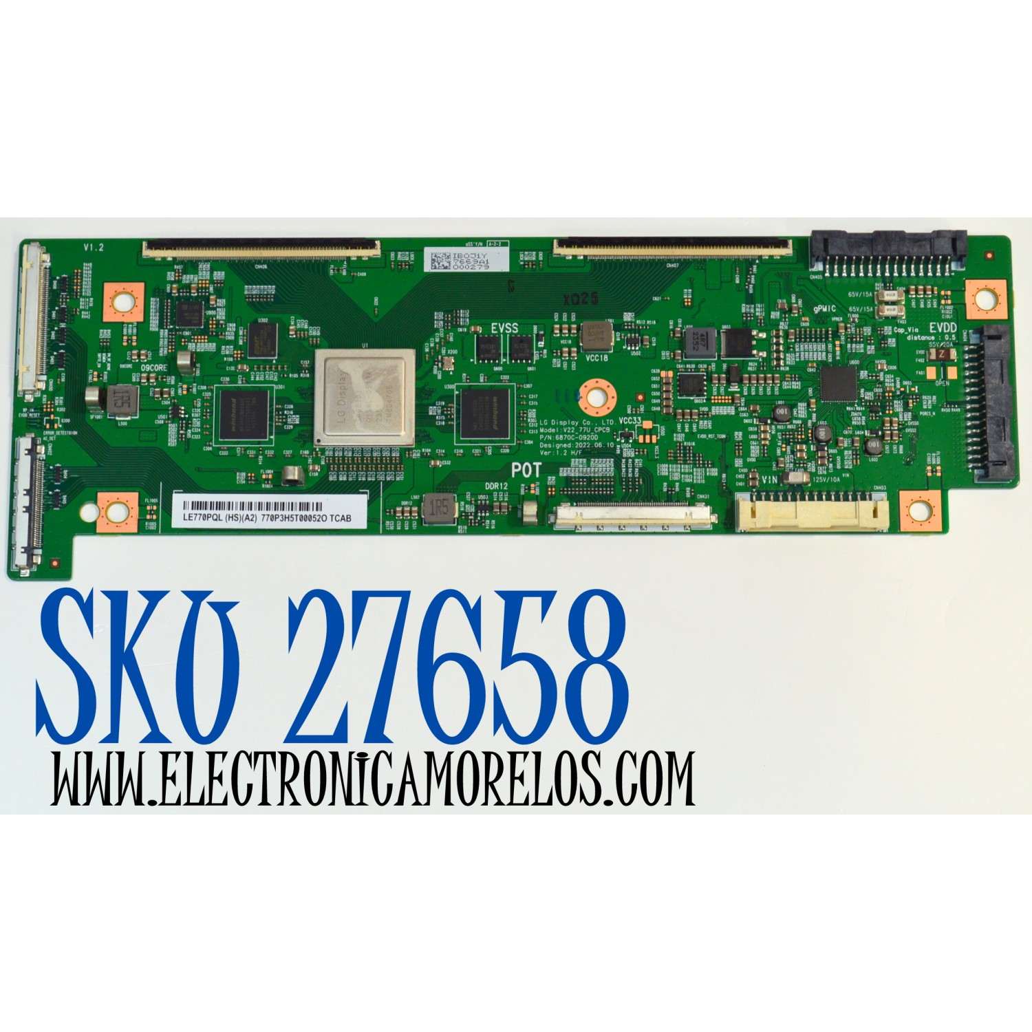 T-CON ORIGINAL PARA TV LG / NUMERO DE PARTE 6871L-7669A / 6870C-0920D / LE770PQL (HS)(A2) / 7669A / MODELO OLED77B4AUA / OLED77B4AUA.DUSQLJR
