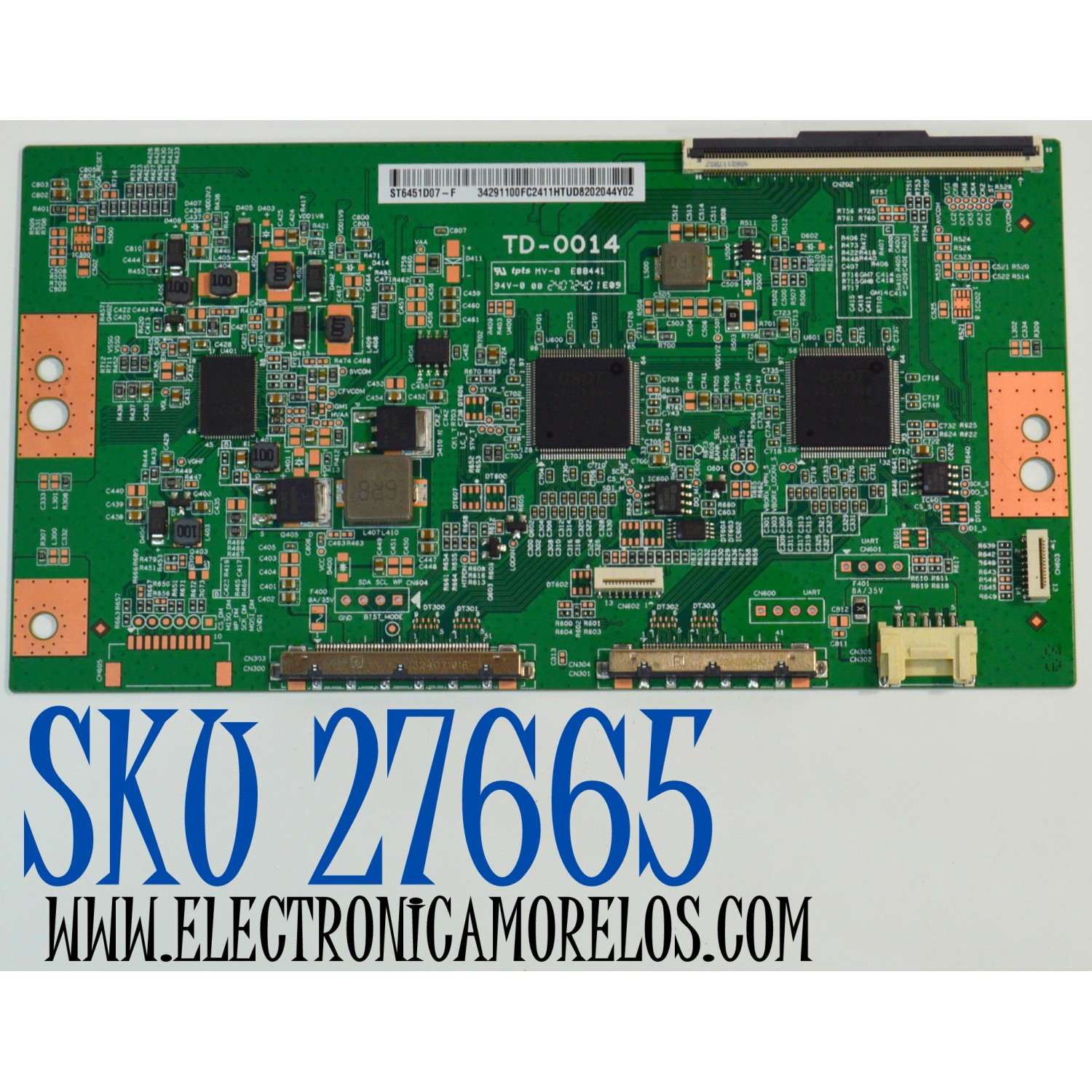 T-CON ORIGINAL PARA TV SONY / NUMERO DE PARTE 34291100FC24 / TD-0014 / ST6451D07-F / 34291100FC2411HTUD / PANEL YDEO065MNS11 / DISPLAY ST6451D07-F V2.1 / MODELO K-65XR70C / K65XR70C