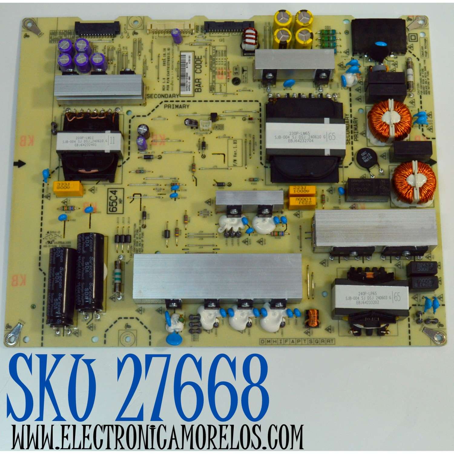 FUENTE DE PODER ORIGINAL PARA TV LG / NUMERO DE PARTE 41701101 / EAX70127603 / EAX70127603(1.0) / LGPS65C4-24OP / MODELO OLED65C4AUA / OLED65C4AUA.DUSQLJR