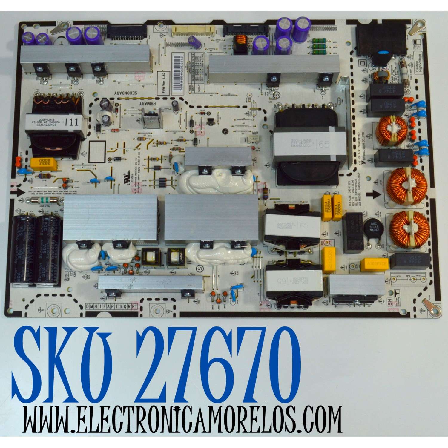FUENTE DE PODER ORIGINAL PARA TV LG / NUMERO DE PARTE EAY65904025 / LGP65C3-23OP / TP6W65904025 / 65904025 / MODELO OLED65C4AUA