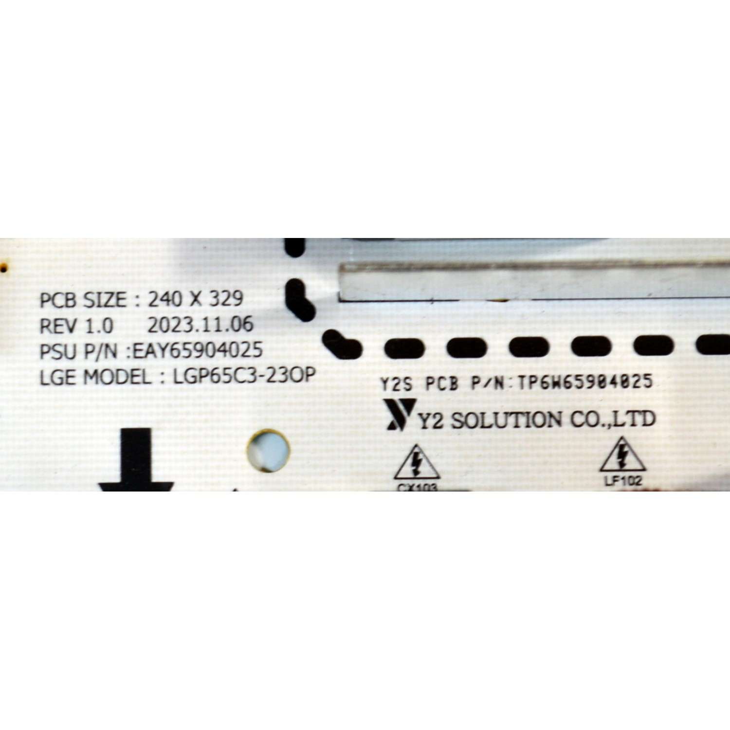 FUENTE DE PODER ORIGINAL PARA TV LG / NUMERO DE PARTE EAY65904025 / LGP65C3-23OP / TP6W65904025 / 65904025 / MODELO OLED65C4AUA - Imagen 3