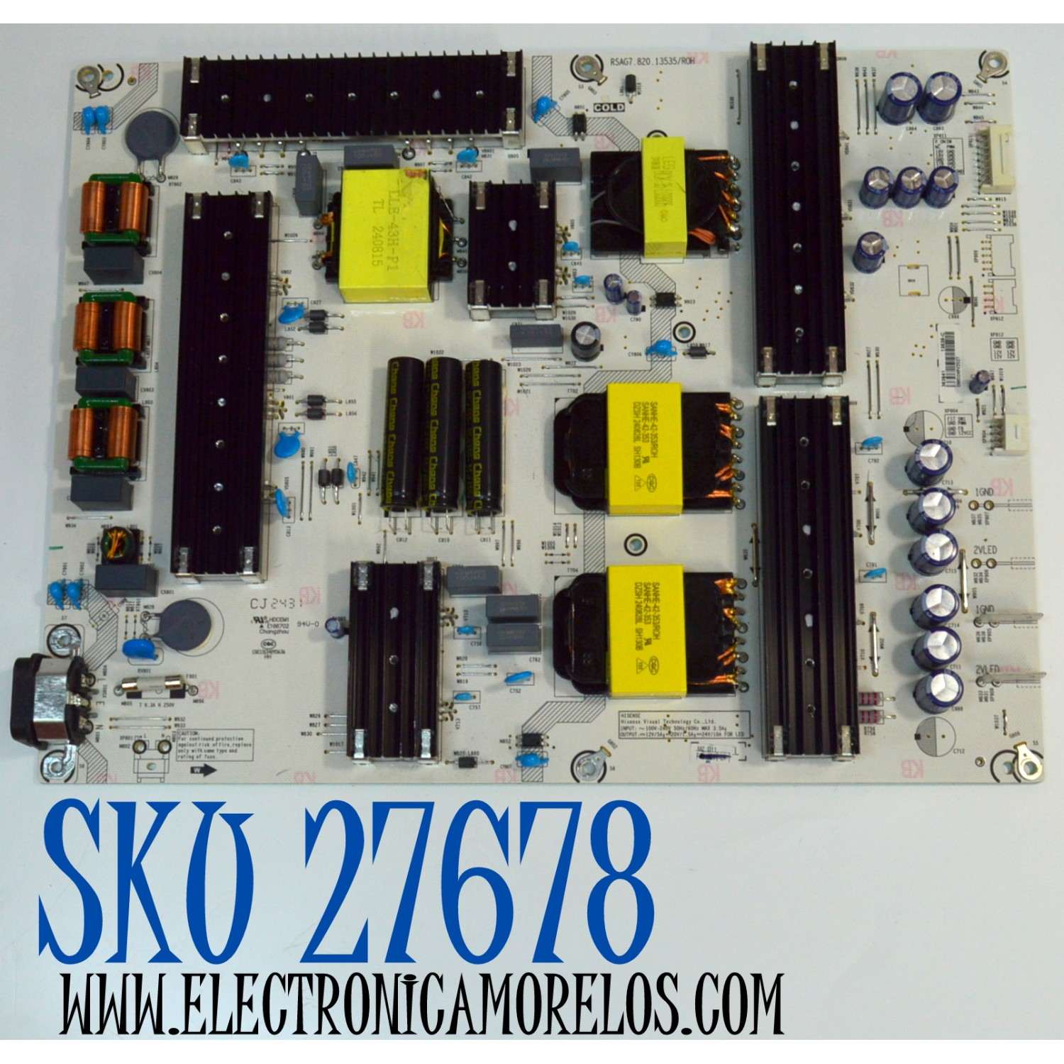 FUENTE DE PODER ORIGINAL PARA TV HISENSE / NUMERO DE PARTE 353641 / RSAG7.820.13535/ROH / 13535-C / CQC13134095636 / HDCEM1 / PANEL HD750H3U73-T0LN / MODELO 75U75N