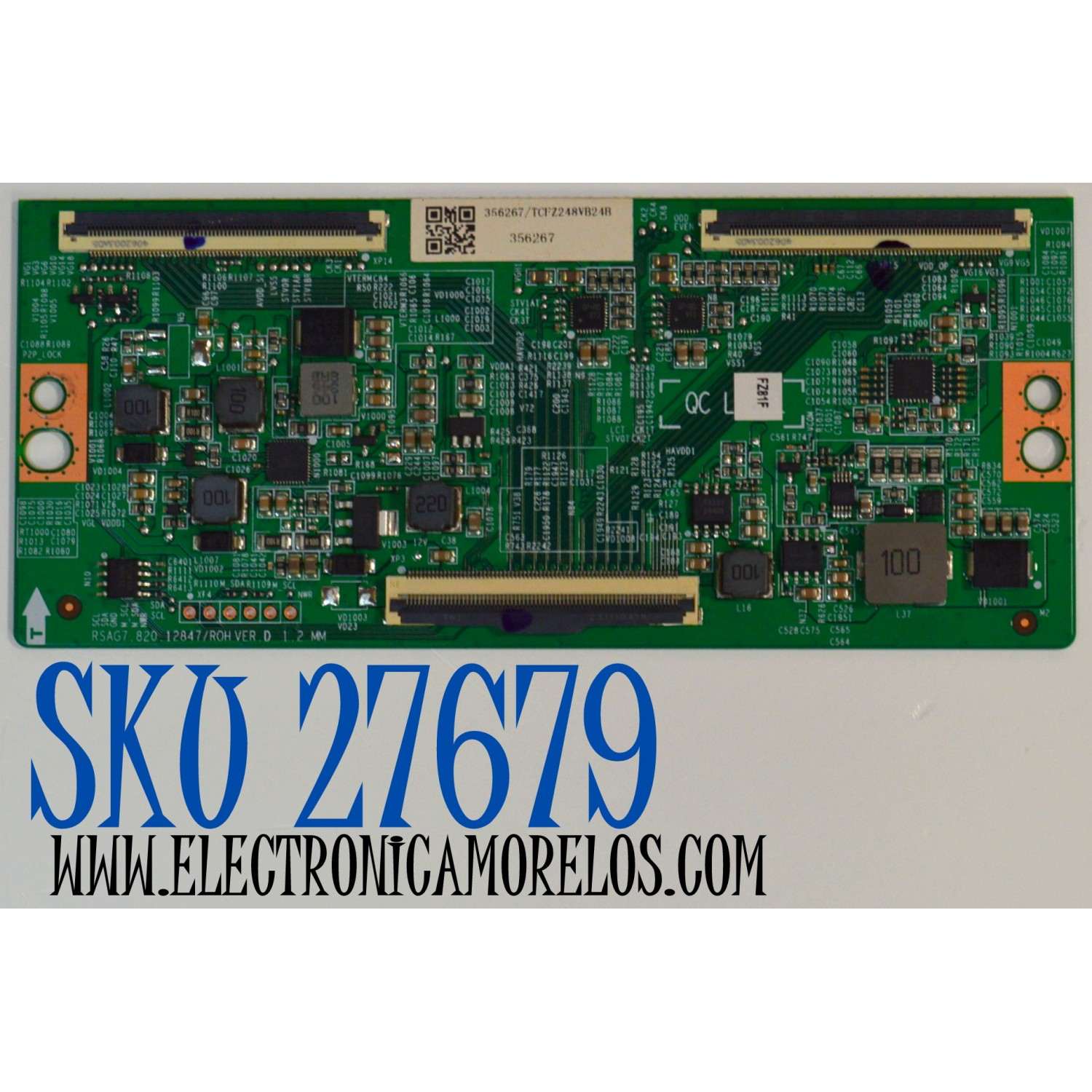 T-CON ORIGINAL PARA TV HISENSE / NUMERO DE PARTE 356267 / RSAG7.820.12847/ROH / TCFZ248WB24B / PANEL HD750H3U73-T0LN / DISPLAY HV750QUB-E94 / MODELO 75U75N