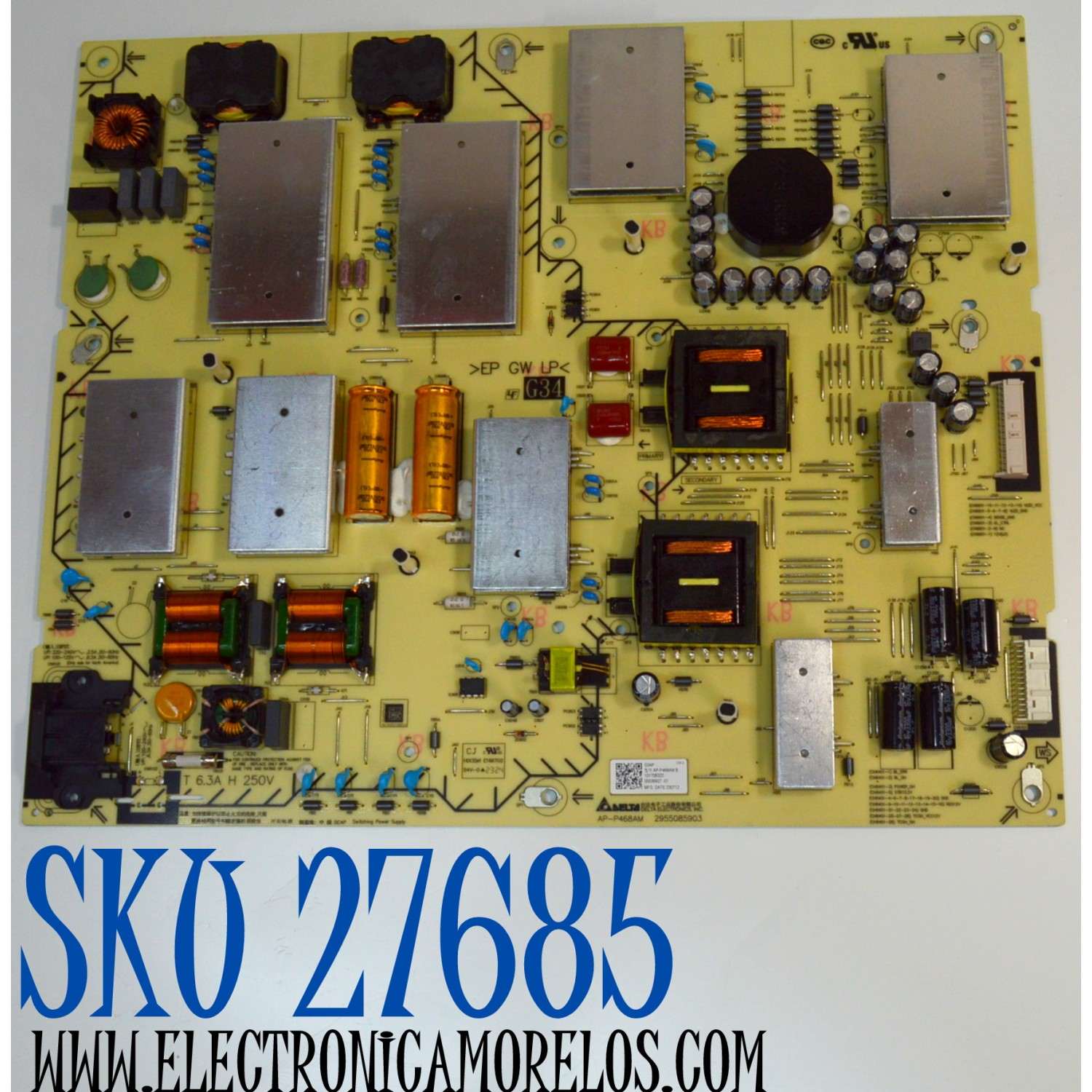 FUENTE DE PODER ORIGINAL PARA TV SONY / NUMERO DE PARTE 101706322 / AP-P468AM / 2955085903 / AP-P468AM B / 00036927-01 / PANEL YDDM085DGU11 / DISPLAY T850QVN03.K / MODELO XR-85X90CL / XR85X90CL