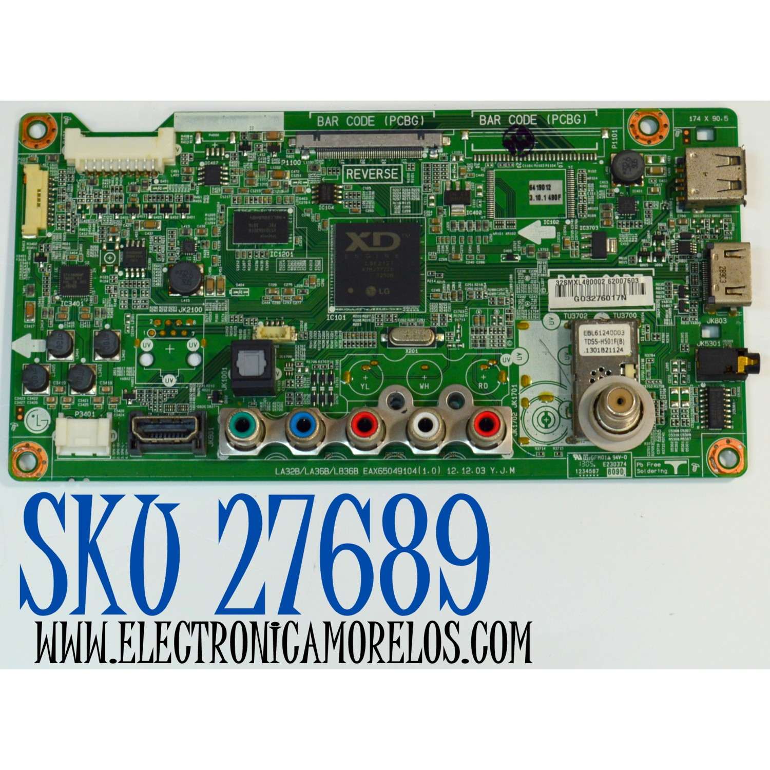 MAIN ORIGINAL PARA TV LG FULL HD / NUMERO DE PARTE 62007603 / EAX65049104 / EAX65049104(1.0) / 32SMXLA480002 / PANEL LC420DUE (FG)(A3) / MODELO 42LB5600-UH /42LB5600-UH.BUSWLJR