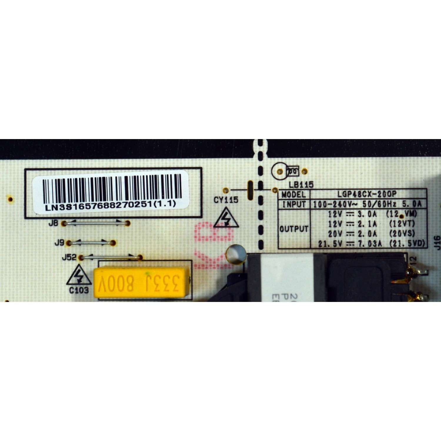 FUENTE DE PODER ORIGINAL PARA TV LG / NUMERO DE PARTE EAY65768827 / EAX69117404 / EAX69117404(1.4) / 65768827 / EPCA26CC1A / 3PCR03067A / LGP48CX-20OP / PANEL AC480AQL / MODELO OLED48C2AUA / OLED48C2AUA.DUSQLJR - Imagen 3