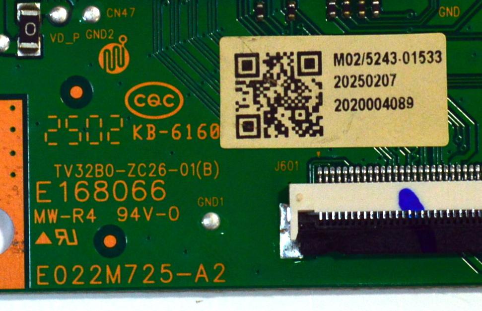 T-CON ORIGINAL PARA TV ONN / NUMERO DE PARTE 513C32B0M02 / TV32B0-ZC26-01(B) / E022M725-A2 / 303C32B0232 / M02/5243-01533 / 2020004089 / PANEL V320BJ9-Q01 / DISPLAY V320BJ9-Q01 REV.C1 / MODELO 100012589 32" / VHD32M-0810 - Imagen 2