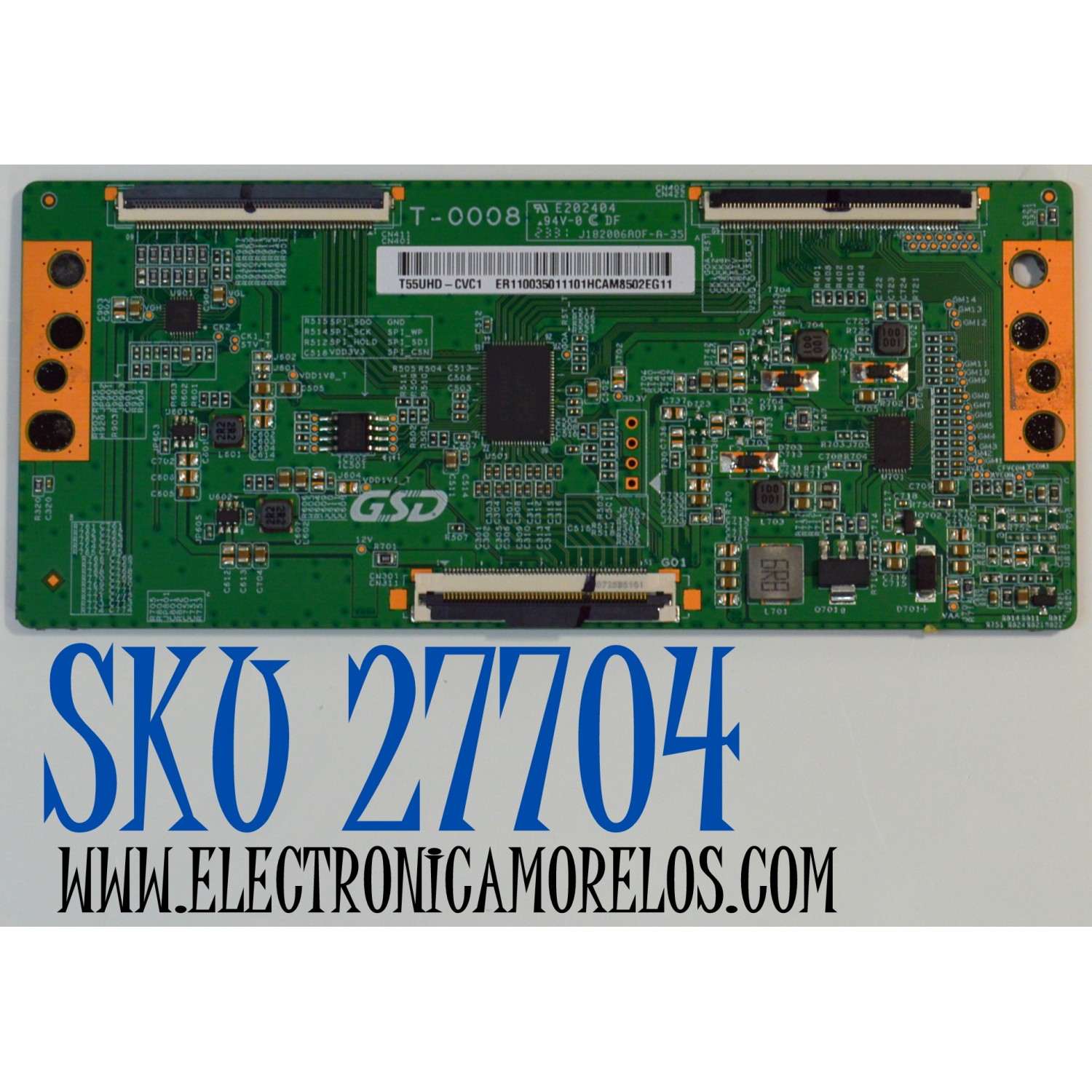 T-CON ORIGINAL PARA TV ROKU SELECT SERIES / NUMERO DE PARTE T55UHD-CVC1 / T-0008 / ER110035011101 / HCAM8502EG11 / DISPLAY ST5461D18-2 VER.2.1 / BOARD CSU05-XR-1 / CSU05-XL-1 / MODELO 55R4A5X