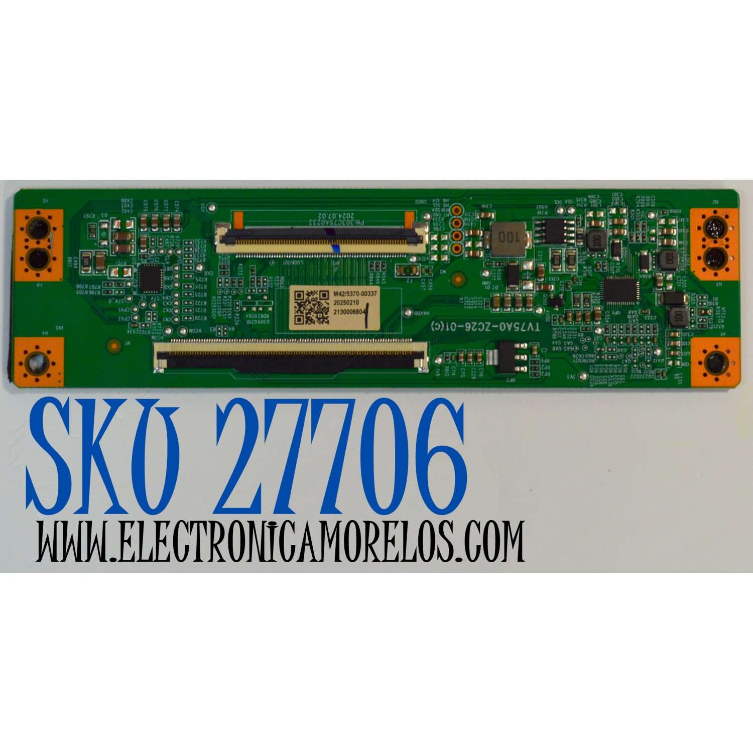 T-CON ORIGINAL PARA TV ONN / NUMERO DE PARTE TV75A0-ZC26-01 / 513C75A0M42 / TV75A0-ZC26-01 (C) / 303C75A0233 / M42/5370-00337 / 2130006804 / PANEL JR745R3HC5K / JR745R3HC5K / BN96-58357A  / MODELO 100044717 75"