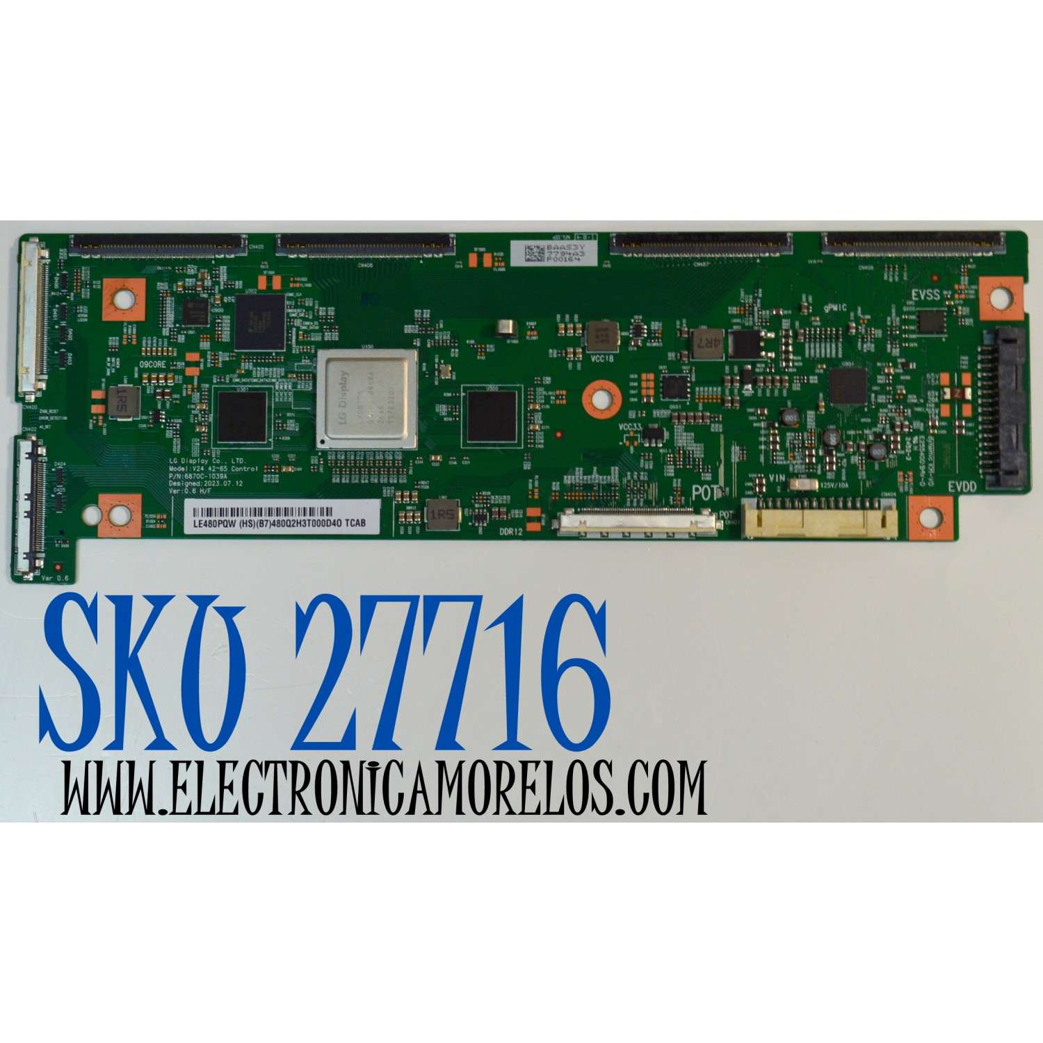 T-CON ORIGINAL PARA TV LG / NUMERO DE PARTE 6871L-7794A / 6870C-1039A / LE480PQW (HS)(B7) / 7794A / PANEL AC480AQW / MODELO OLED48C4AUA / OLED48C4AUA.DUSQLJR