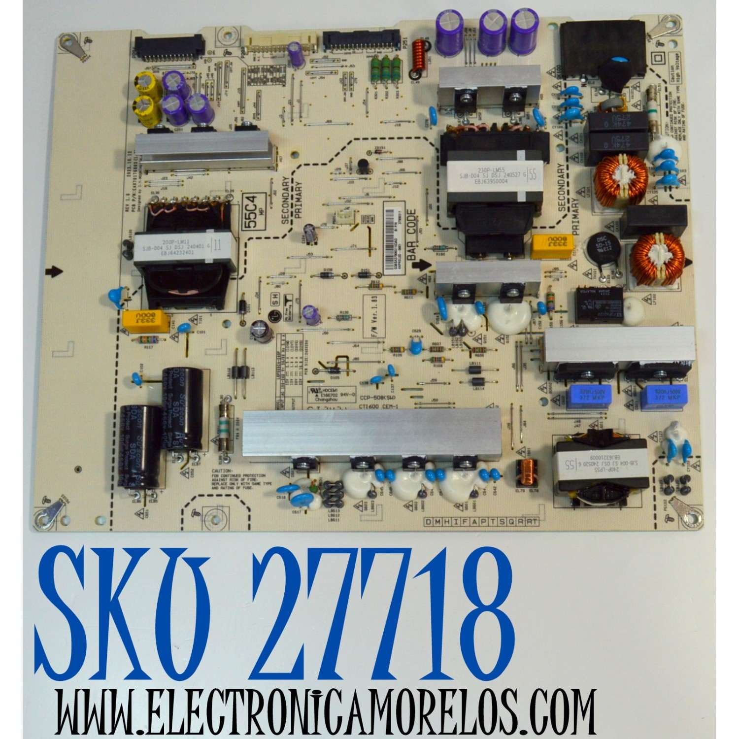 FUENTE DE PODER ORIGINAL PARA TV LG / NUMERO DE PARTE 37906511 / EAX70176803 / EAX70176803(1.0) / LGPS55C4-24OP / PANEL AC550AQW / MODELO OLED55C4AUA / OLED55C4AUA.DUSQLJR