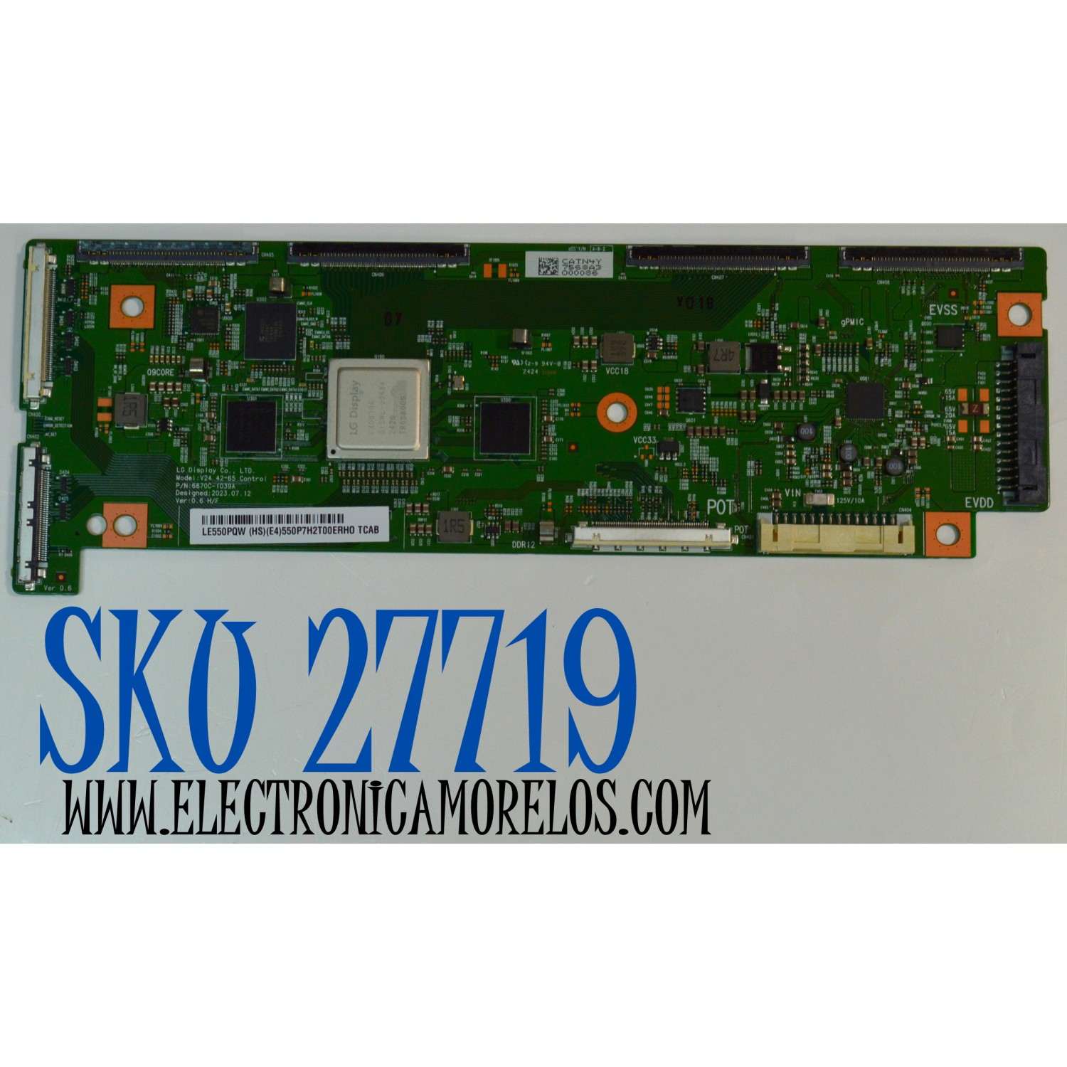 T-CON ORIGINAL PARA TV LG / NUMERO DE PARTE 6871L-7568A / 6870C-1039A / LE550PQW (HS)(E4) / 7568A / MODELO OLED55C4AUA / OLED55C4AUA.DUSQLJR