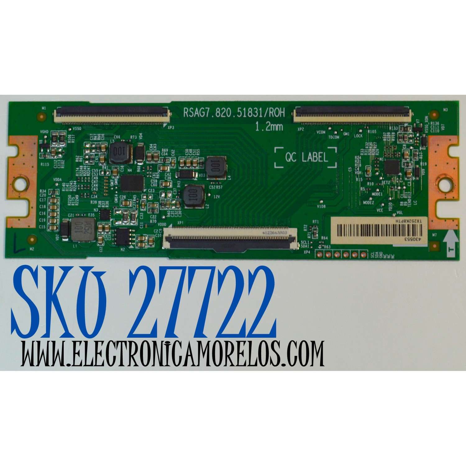 T-CON ORIGINAL PARA TV HISENSE / NUMERO DE PARTE 430553 / RSAG7.820.51831/ROH / H41802PNX39A1 / PANEL PANEL HD425Y1U53-T0LHK\ROH / DISPLAY T430QVN04.1 / MODELO 43QD65QFC