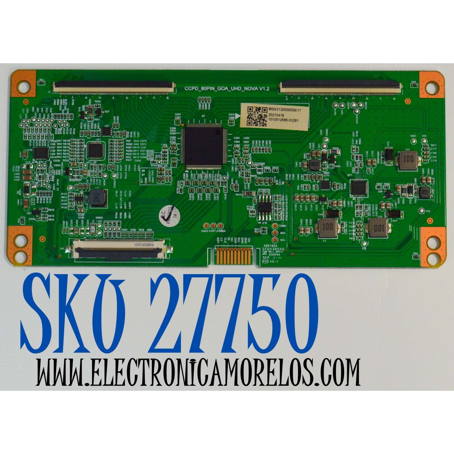 T-CON ORIGINAL PARA TV ONN / NUMERO DE PARTE 513C4953M50 / CCPD_80PIN_GOA_UHD_NOVA V1.2 / M50/2120000556/17 / 1010512686-03281 / PANEL BOEA500WH1 / DISPLAY CC500PV5D VER.17 / MODELO 100012585 50"