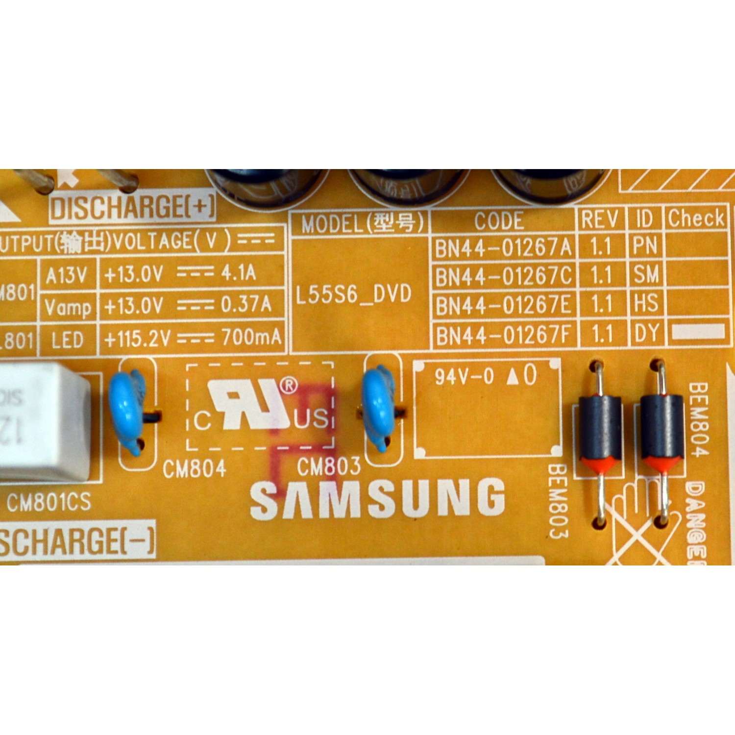 FUENTE DE PODER ORIGINAL PARA TV SAMSUNG / NUMERO DE PARTE L55S6DVDXX / L55S6_DVD /  PANEL CY-BD055HGCV2H / DISPLAY PT550GT04-1 VER.1.0 / MODELO UN55DU7200BXZA / UN55DU7200BXZA XC05 - Imagen 3
