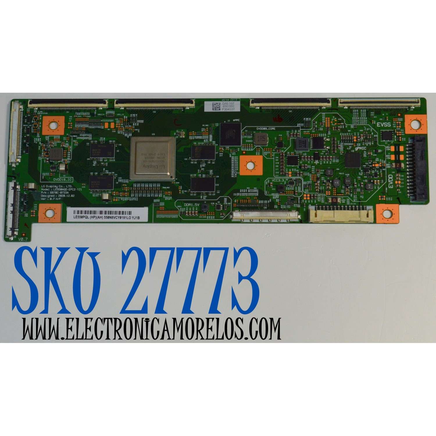 T-CON ORIGINAL PARA TV LG / NUMERO DE PARTE 6871L-6903B / 6870C-0733A / LE550AQD-EPC2-YJ1 / LE550PQL (HP)(AH) / 6903B / PANEL AC550AQL / DISPLAY LE550PQL (HP)(AH) / MODELO OLED55B3AUA / OLED55B3AUA.DUSQLJR