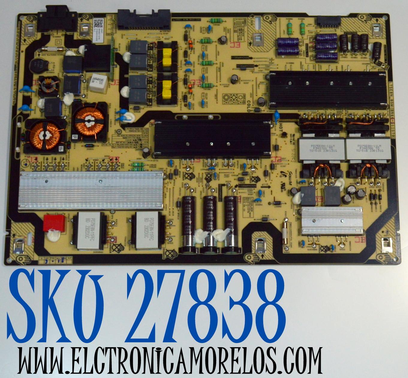 FUENTE DE PODER ORIGINAL PARA TV SAMSUNG / NUMERO DE PARTE BN44-01107B / L75E8N_BSM / BN4401107B / PANEL CY-QC075FGHV7H  / DISPLAY ST7461D04-1 VER.2.1 / BOARD CSU17-XM-1 / CSU17-XL-2 / CSU17-XR-1 / MODELO QN75Q70CDFXZA CD01 / QN75Q70CDFXZA CD05