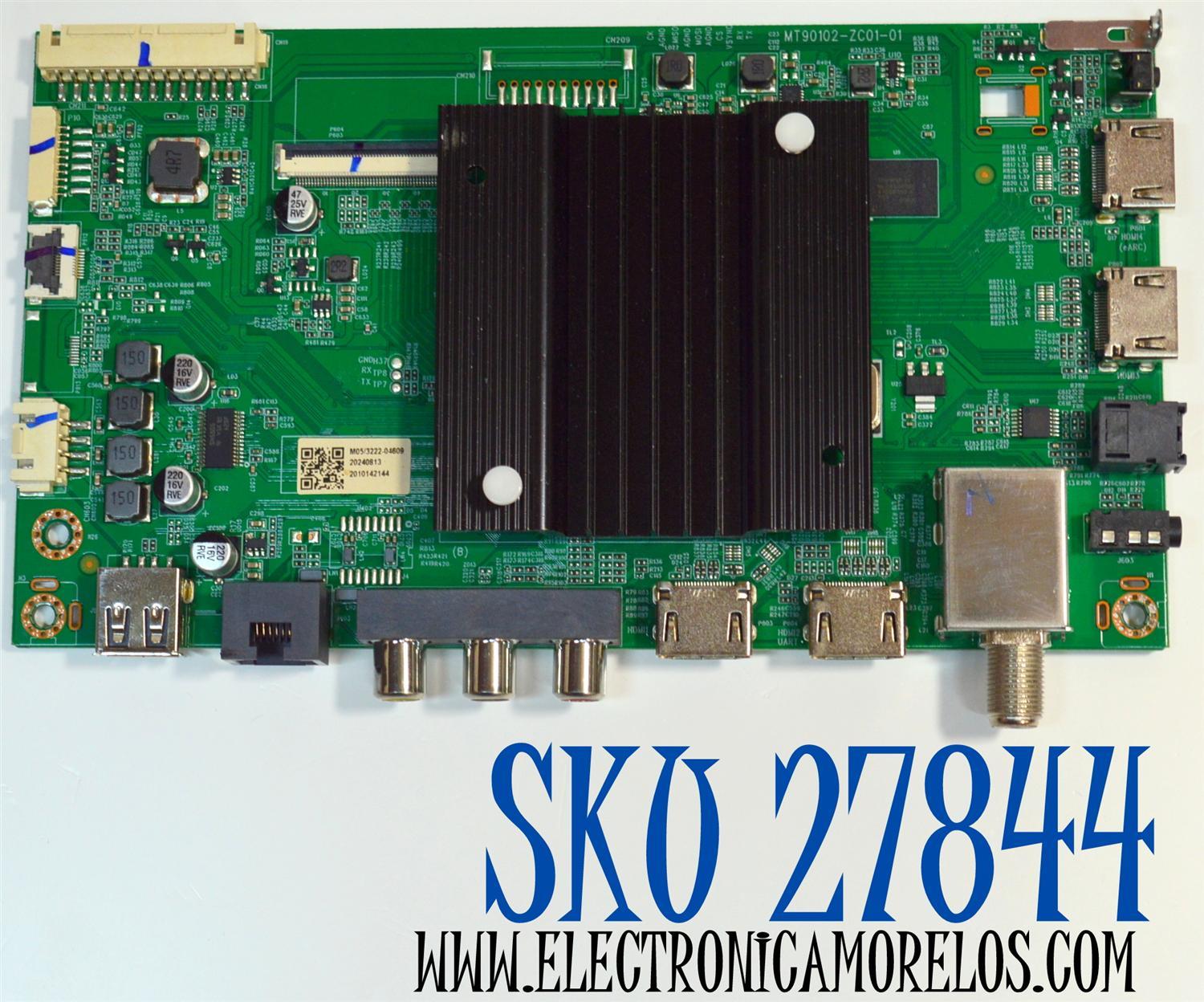 MAIN ORIGINAL PARA TV ROKU SELECT SERIES 4K UHD HDR / NUMERO DE PARTE MT90102-ZC01-01 / 515C90102M05 / M05/3222-04609 / 2010142144 / DISPLAY V430DJ1-Q01 REV.D2 / MODELO 43R4AX / 43R4A4