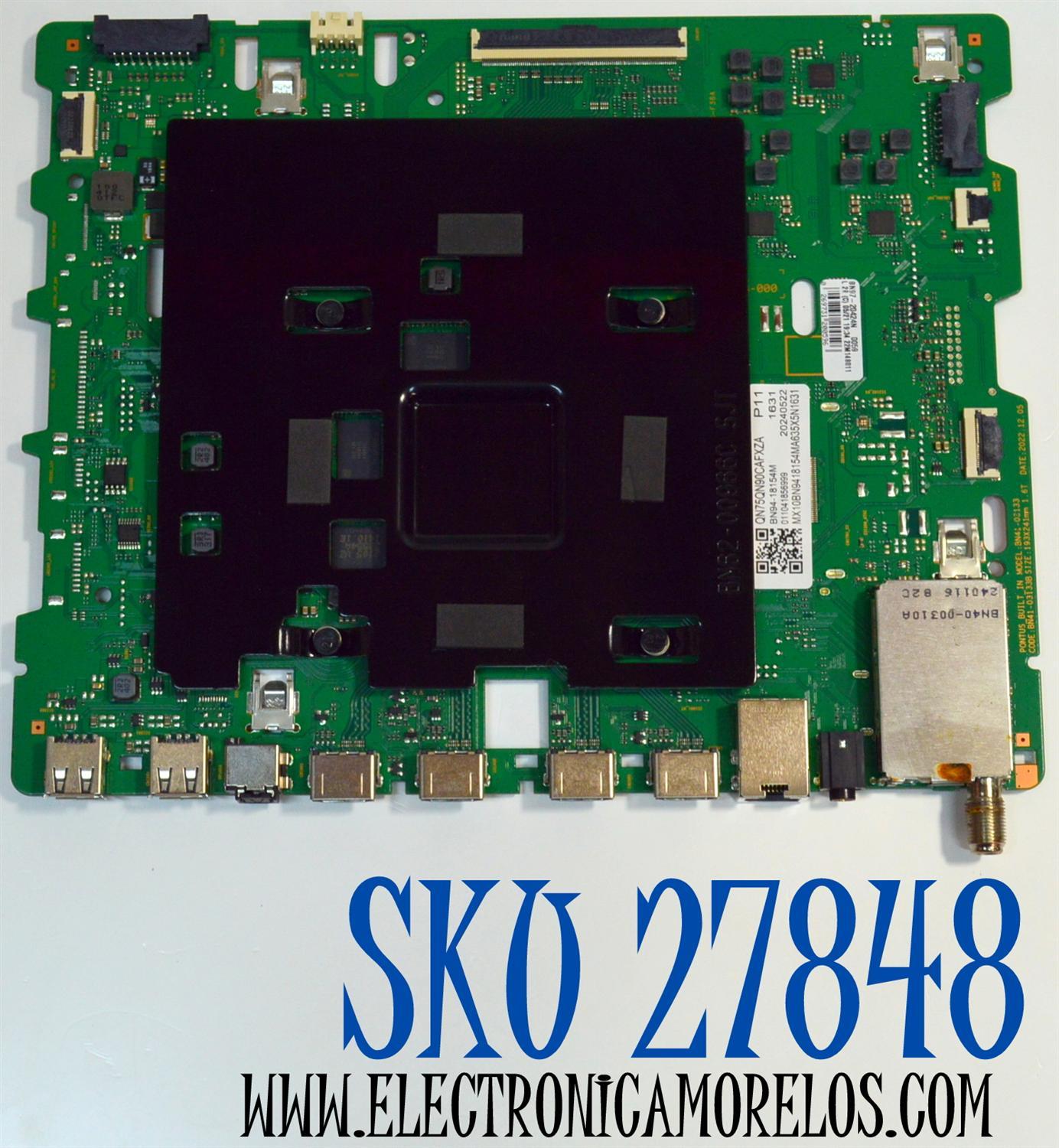 MAIN ORIGINAL PARA TV SAMSUNG 4K UHD HDR SMART TV / NUMERO DE PARTE BN94-18154M / BN41-03133B / BN41-03133 / BN9418154M / BN97-20424N / PANEL CY-TC075FLEV5H / DISPLAY HV750QUB-S9A / BN96-56261A / MODELO QN75QN90CAFXZA / QN75QN90CAFXZA BD02