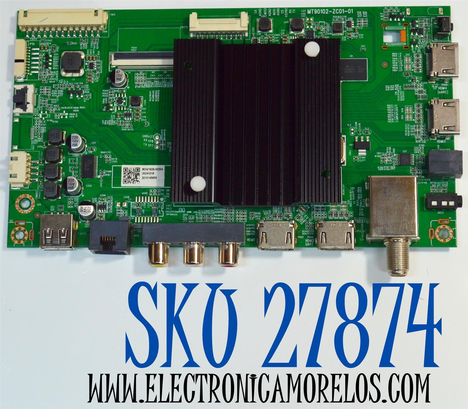 MAIN ORIGINAL PARA TV ROKU SELECT SERIES / NUMERO DE PARTE MT90102-ZC01-01 / 515C90102M24 / M24/1929-00304 / 2010145655 / DISPLAY ST7461D03-2 VER.2.3 / MODELO 75R6AX