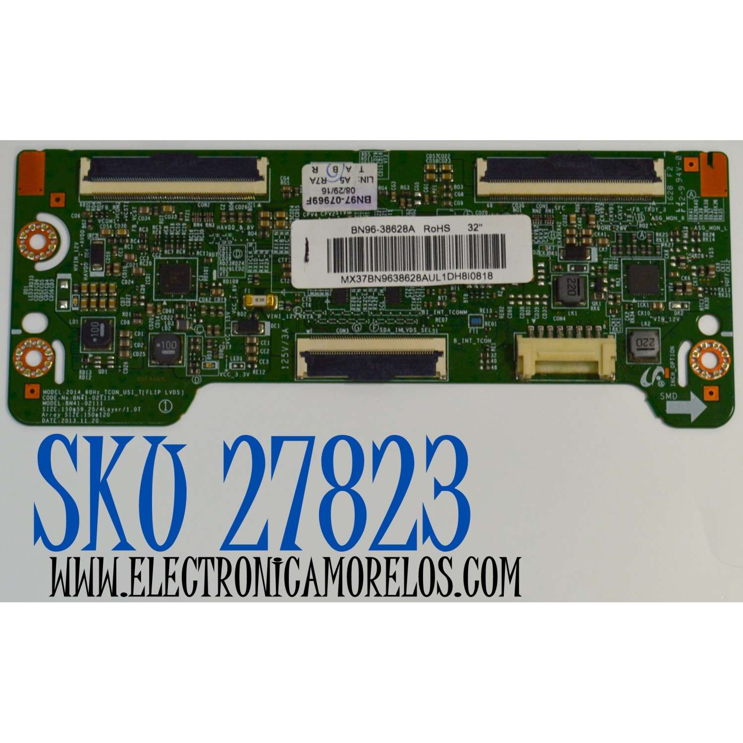 T-CON ORIGINAL PARA TV SAMSUNG / NUMERO DE PARTE BN96-38628A / BN41-02111A / BN41-02111 / BN9638628A / BN97-07969F / PANEL CY-JJ032BGLV4H / MODELO UN32J5205AFXZA / UN32J5205AFXZA FA05