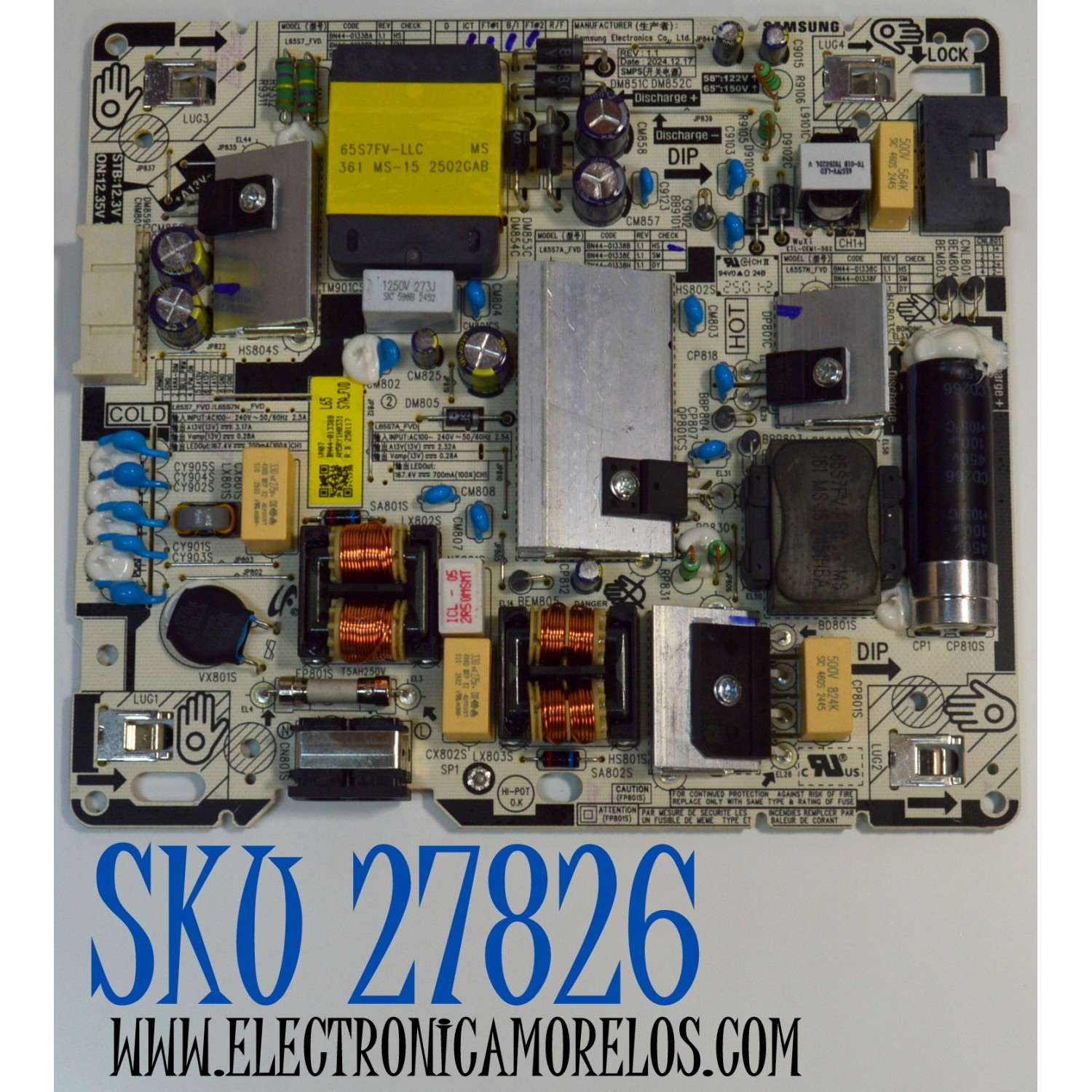 FUENTE DE PODER ORIGINAL PARA TV SAMSUNG / NUMERO DE PARTE BN44-01338B / L65S7A_FVD / BN4401338B / PANEL CY-BF065HGV8H / DISPLAY ST6451D06-9 V2.1 / MODELO UN65U8000FBXZA / UN65U8000FBXZA CB02 /UN58U8000FFXZX