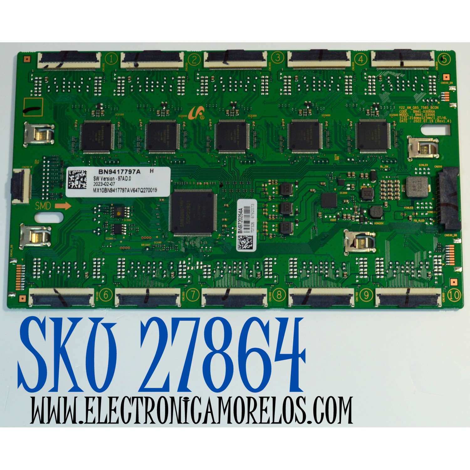 LED DRIVER ORIGINAL PARA TV SAMSUNG / NUMERO DE PARTE BN94-17797A / BN41-03066A / BN41-03066 / Y22_AM_Q85_7585_BCON / BN9417797A / BN97-20254A / PANEL CY-TC075FMEV1H / DISPLAY HV750QUB-S7B / BN96-50413A / MODELO QN75N85CAFXZA / QN75N85CAFXZA BA01