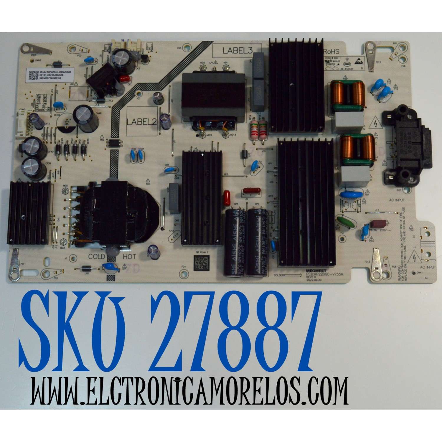 FUENTE DE PODER ORGINAL PARA TV VIZIO / NUMERO DE PARTE 60101-05235 / MP220GC-V755M / MP220GC-OD2265Q6 / 60101-05235A0MMS / PANEL BOEI650WQ1 / DISPLAY HV650QUB-F71 / MODELO M65Q6-L4 / M65Q6-L4 LBSFR7KA