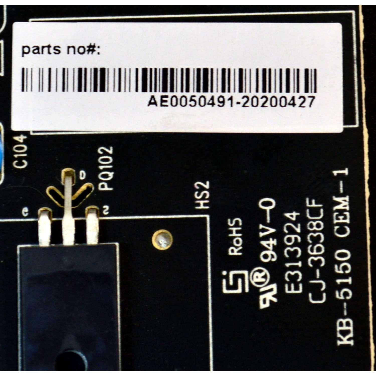 FUENTE DE PODER ORIGINAL PARA TV RCA / NUMERO DE PARTE AE0050491 / ER4255 / ER4255-D-175600-P03 / AE0050491-20200427 / PANEL CC575PU1L / DISPLAY CC575PU1L 01 / MODELO RHOS581SM-D - Imagen 3